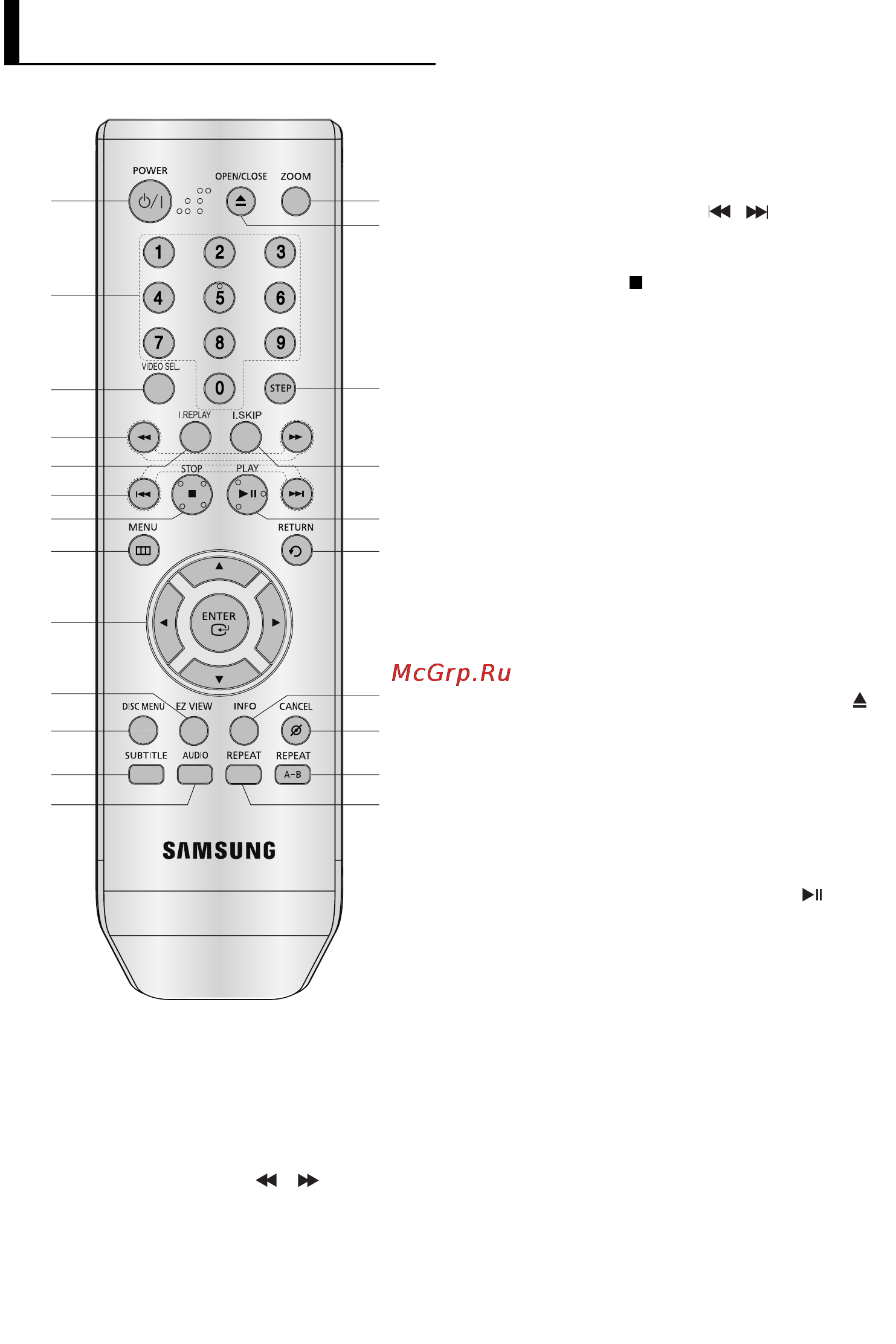Samsung DVD-P171 [8/64] Знакомство с пультом