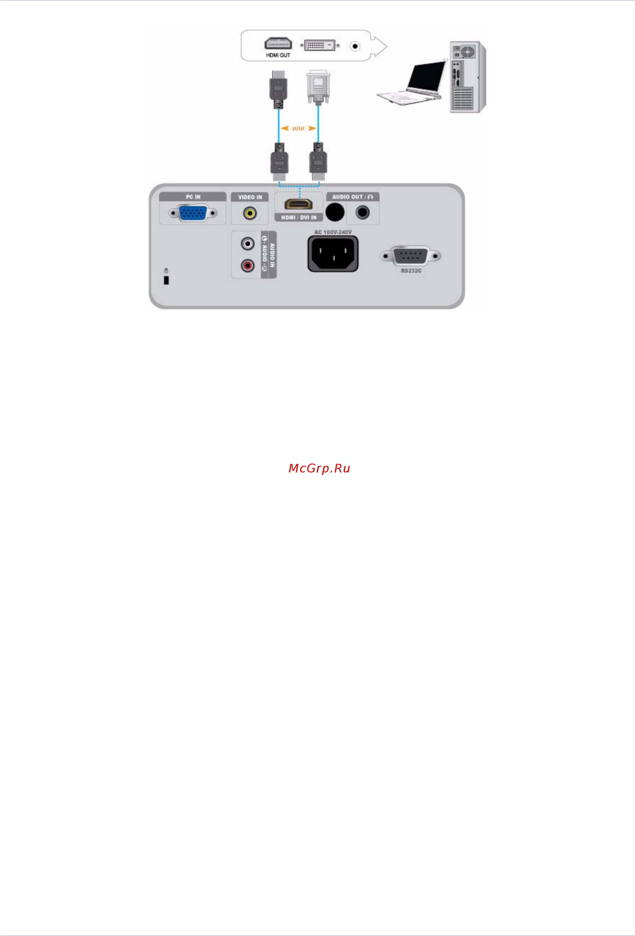 Samsung SP-M221 [28/63] 11 подключение пк с помощью кабеля hdmi dvi