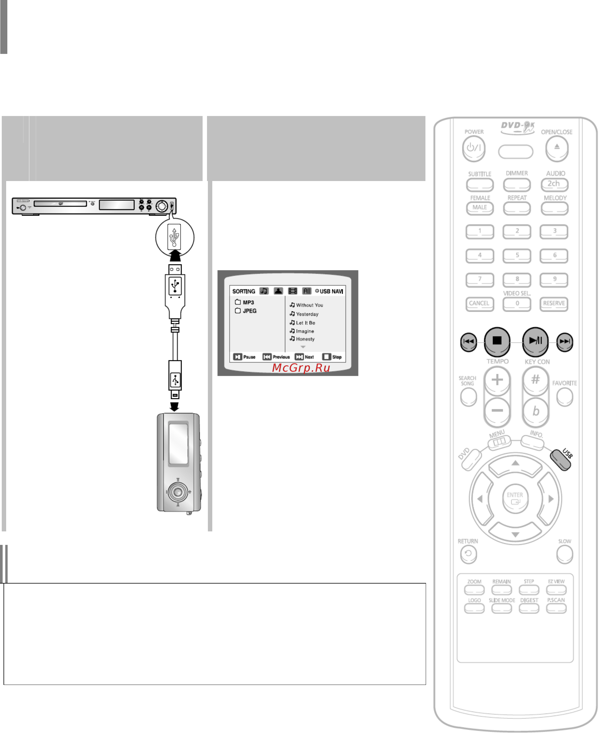 Samsung DVD-K170 [18/66] Нажатием кнопки usb на