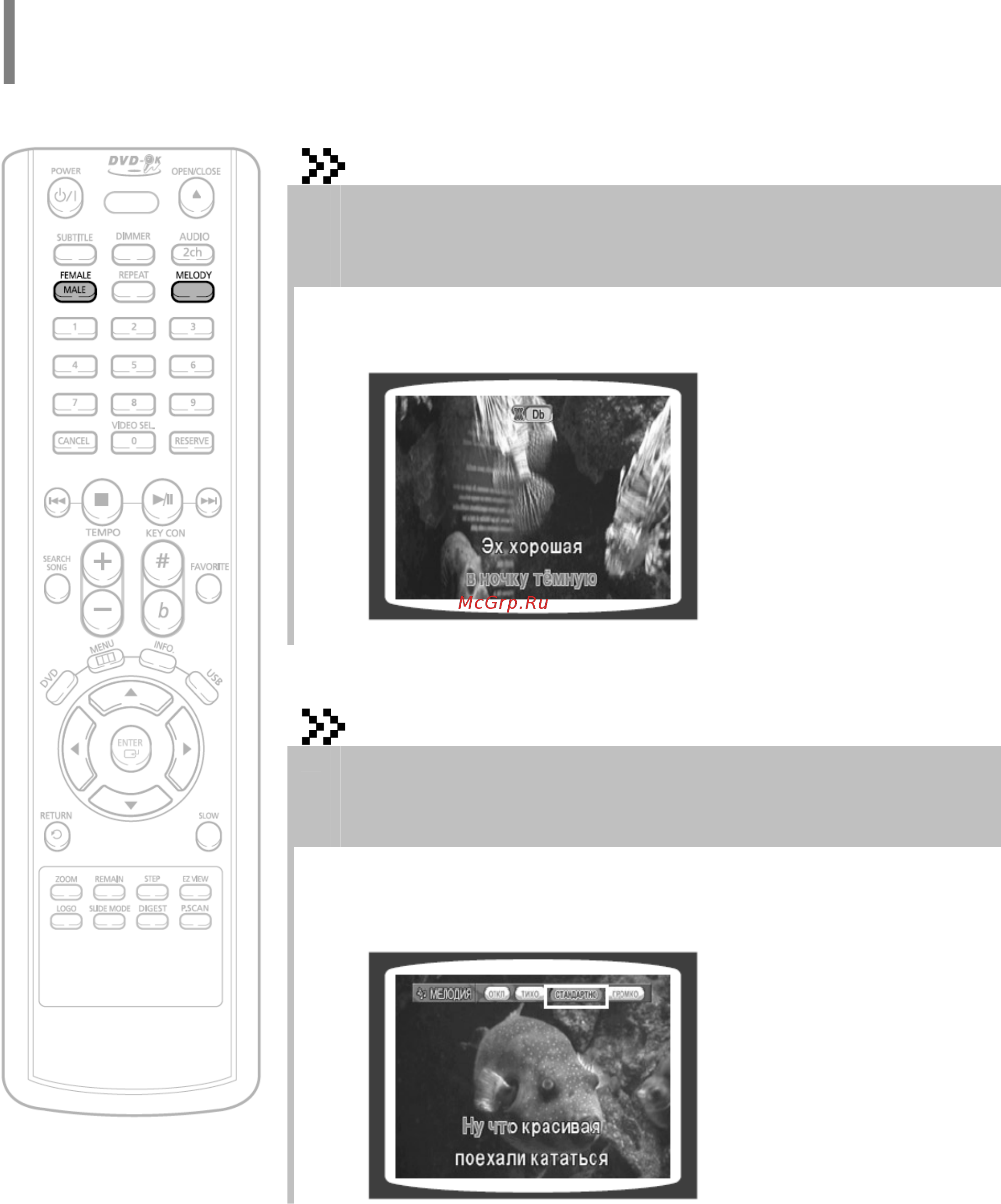 Samsung DVD-K170 [54/66] Выбор мужского женского голоса функция мелодия