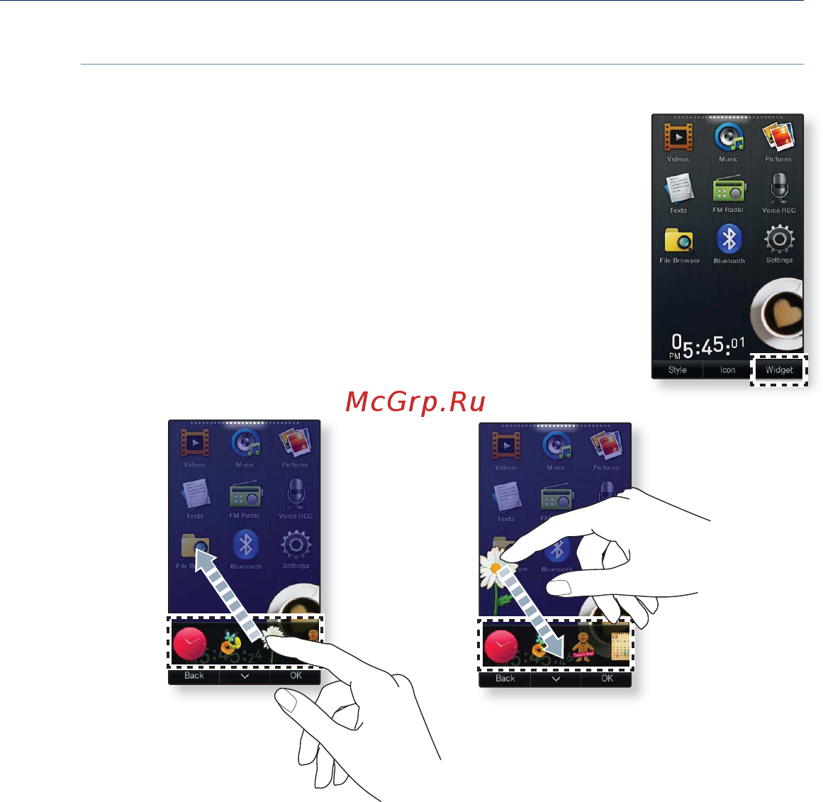 Samsung YP-P3ЕB 16Gb Black [27/137] Настройка дисплея главного меню продолжение