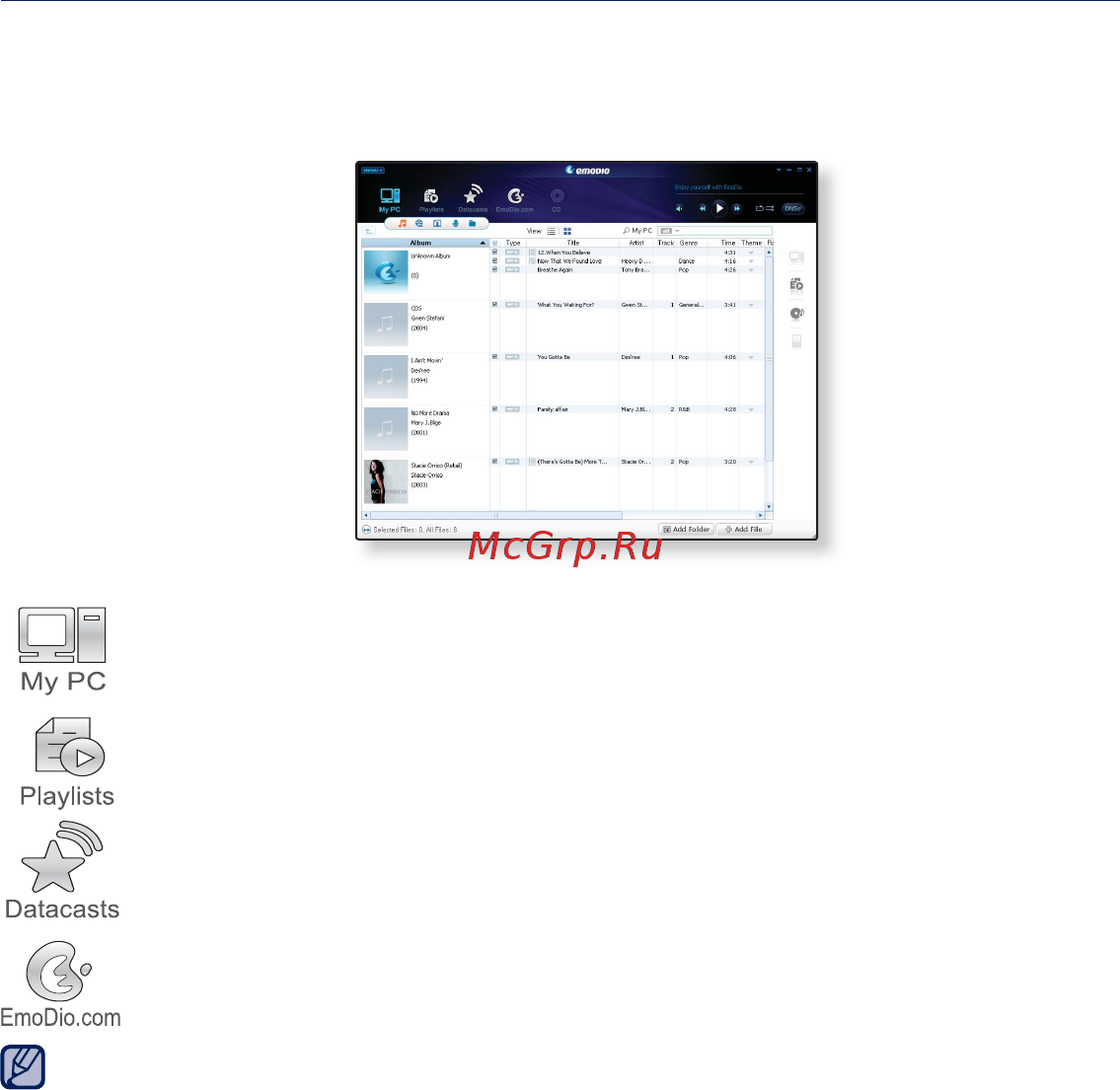 Samsung YP-P3ЕB 16Gb Black [47/137] Использование emodio