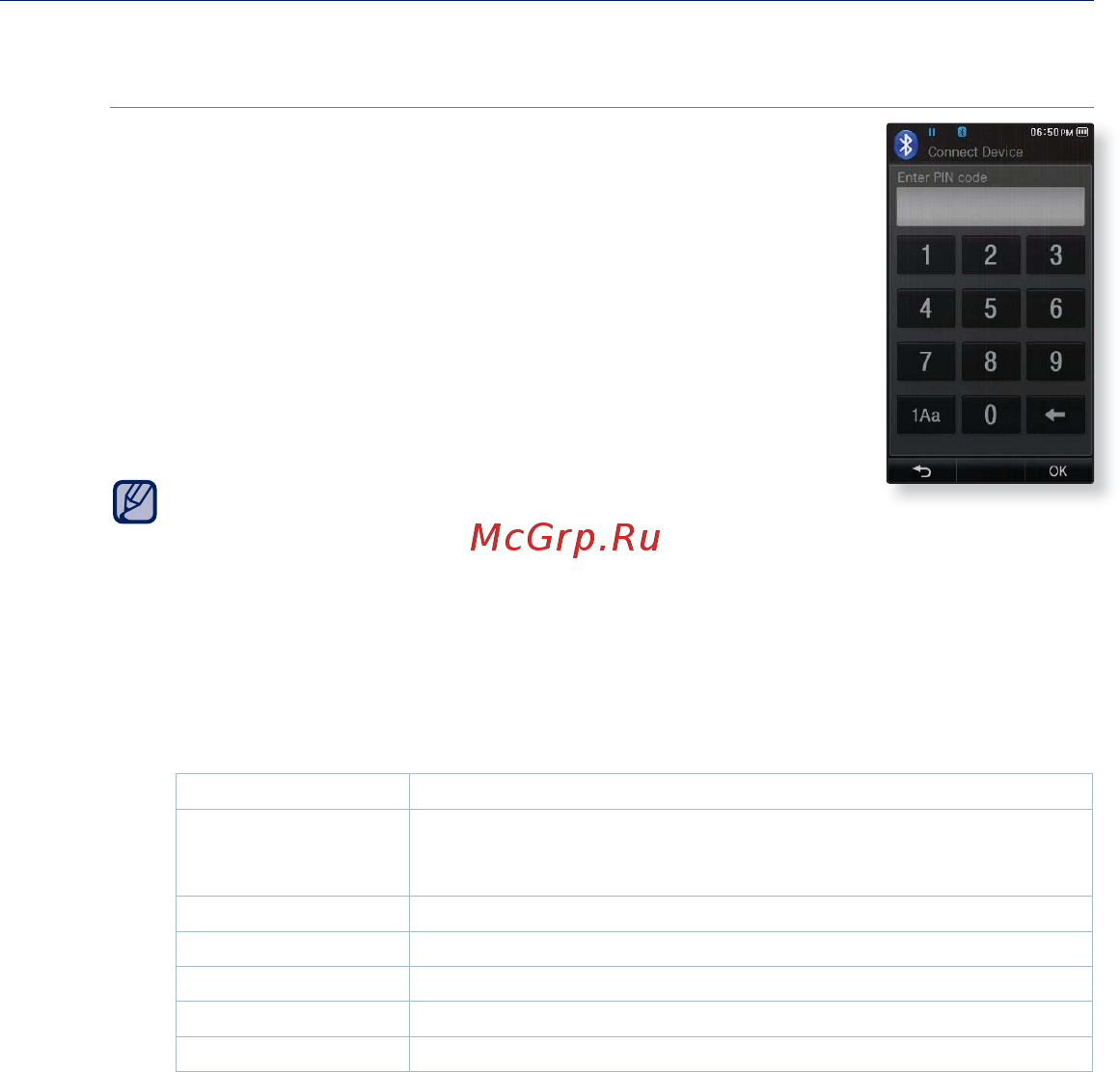 Samsung YP-P3ЕB 16Gb Black [93/137] Использование мобильного телефона с функцией bluetooth продолжение