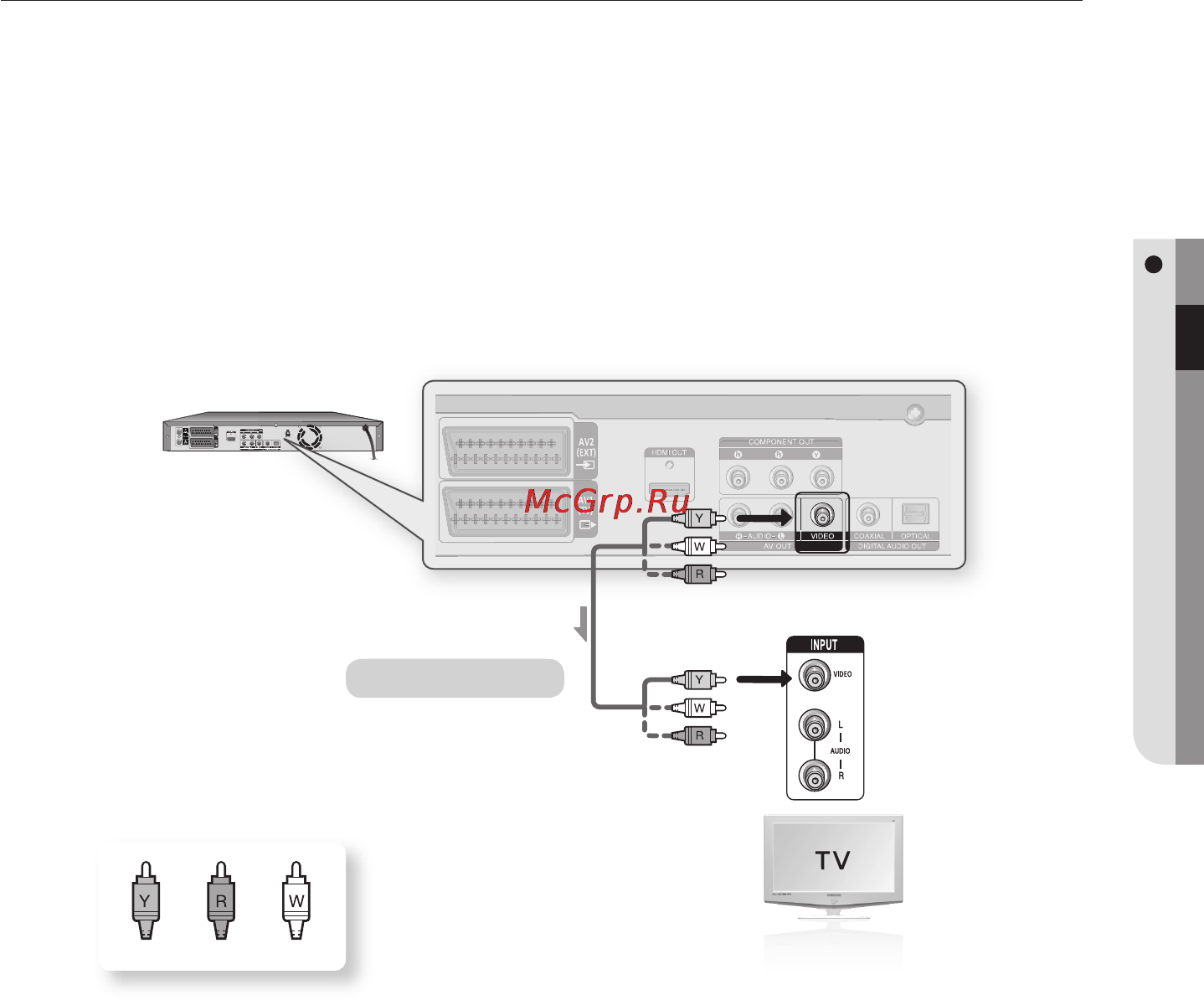 Samsung DVD-HR773 [25/102] Случай 1 подключение к разъему выхода композитного видеосигнала