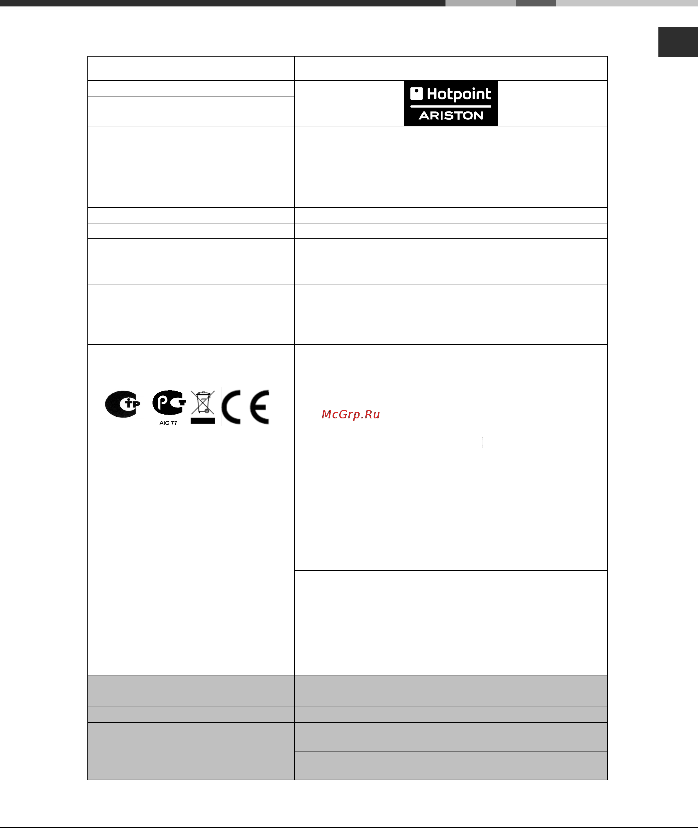 Hotpoint-Ariston HRP 6.5 CM (AN)/HA Инструкция по эксплуатации онлайн [16/16] 84549