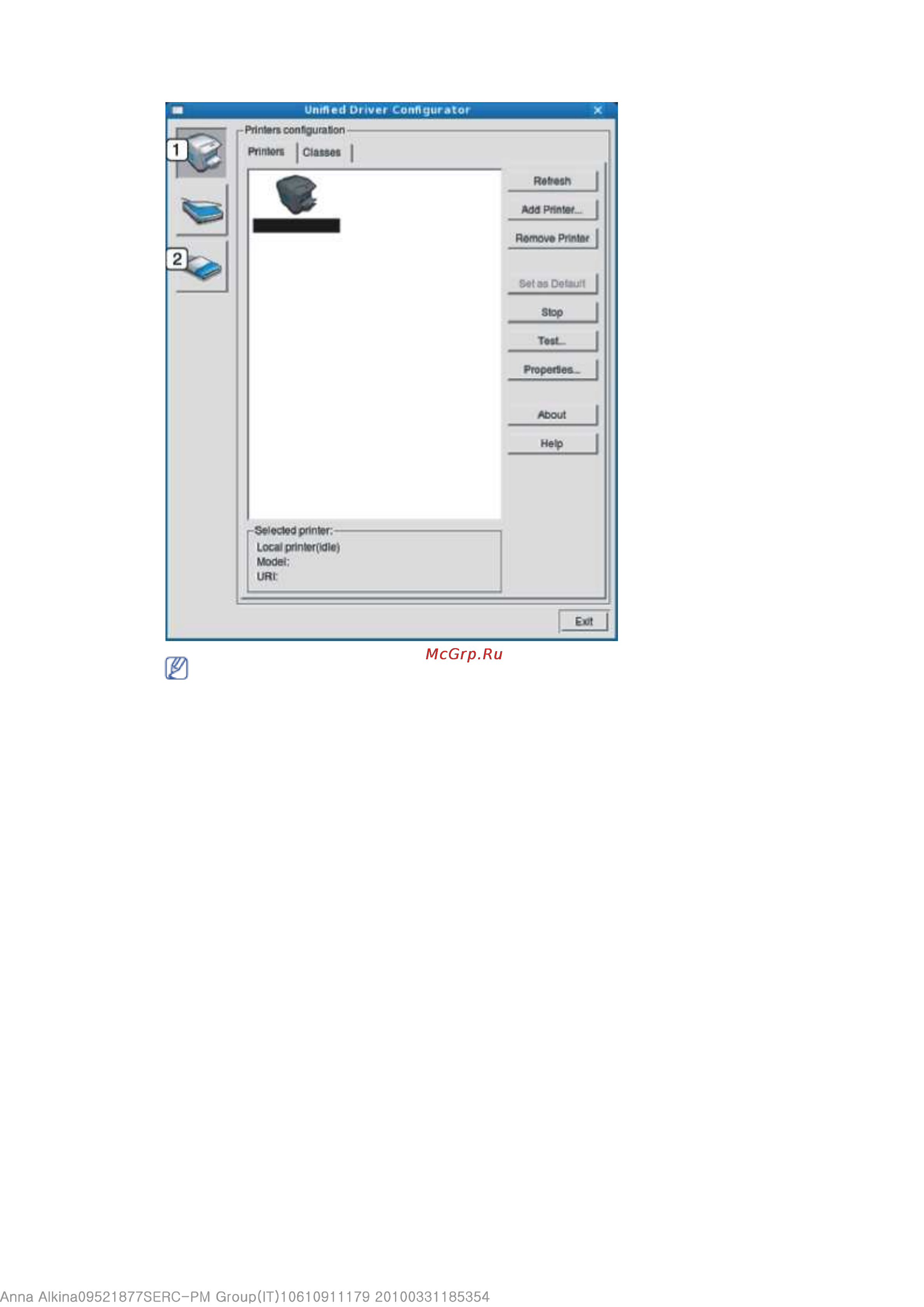 Samsung ML-1665/XEV [51/87] Окно printers configuration
