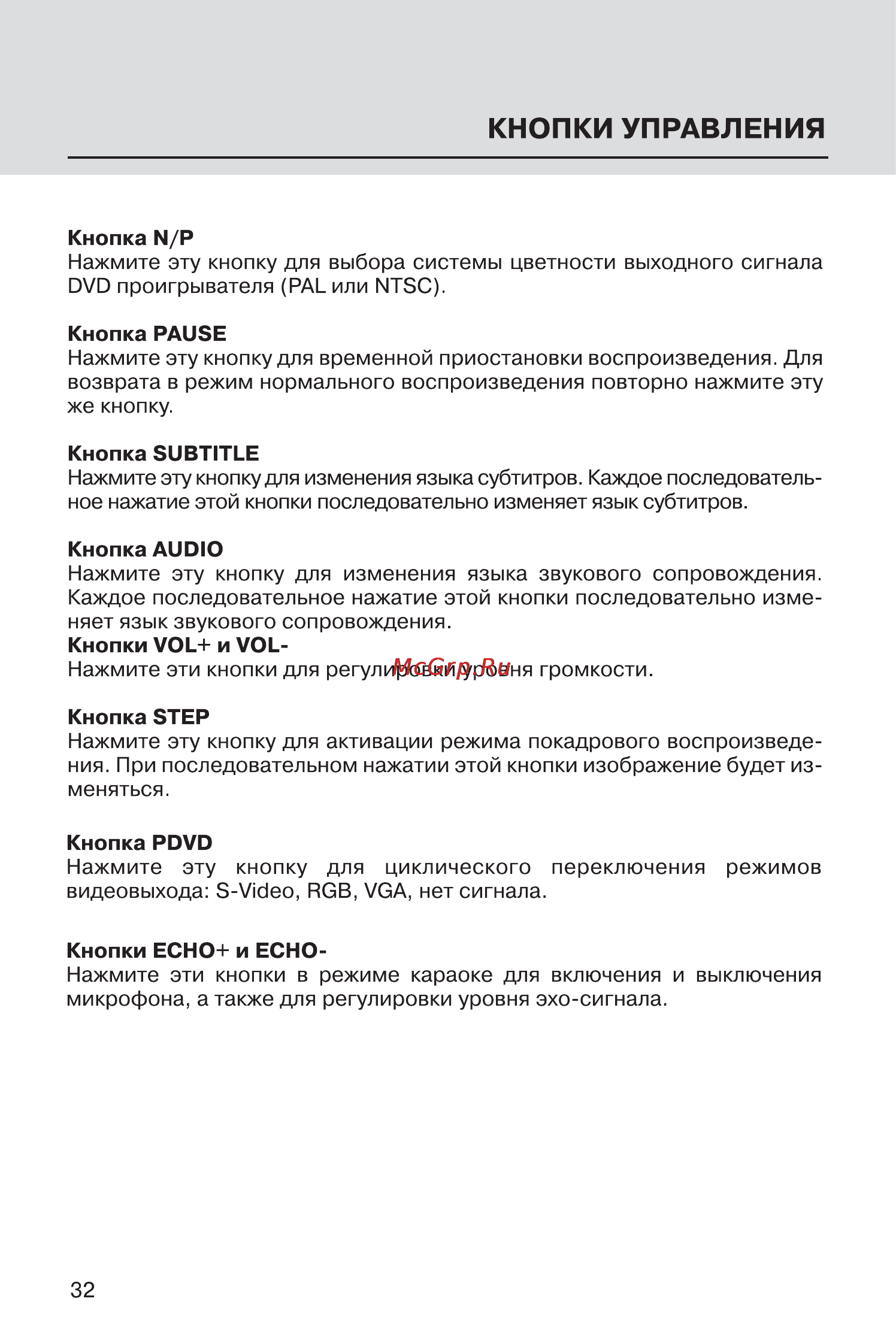 Supra DVS-201 [32/35] Кнопки управления