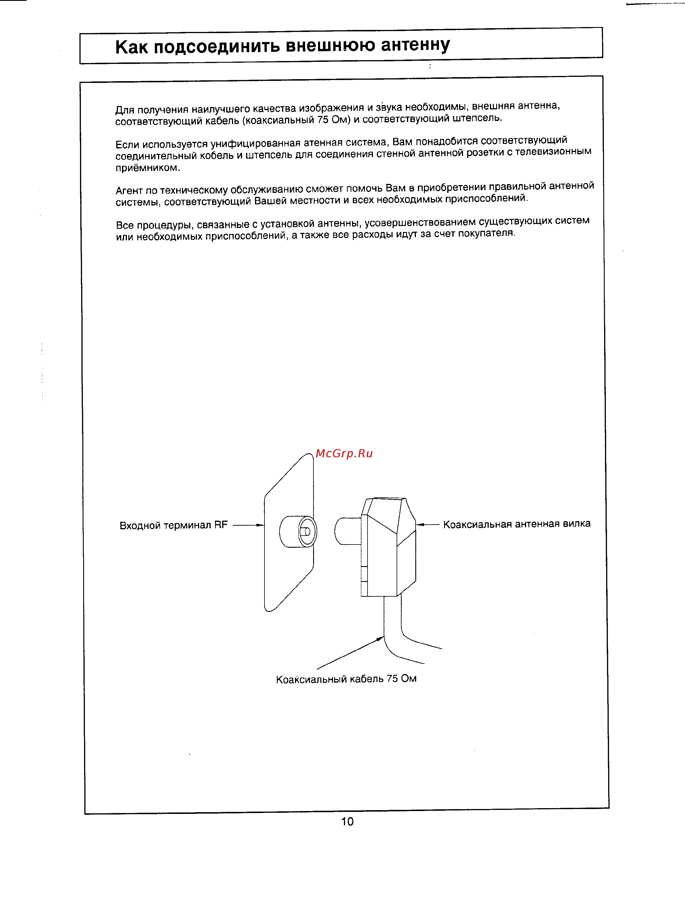 Panasonic TC-29V50R [10/26] Как подсоединить внешнюю антенну