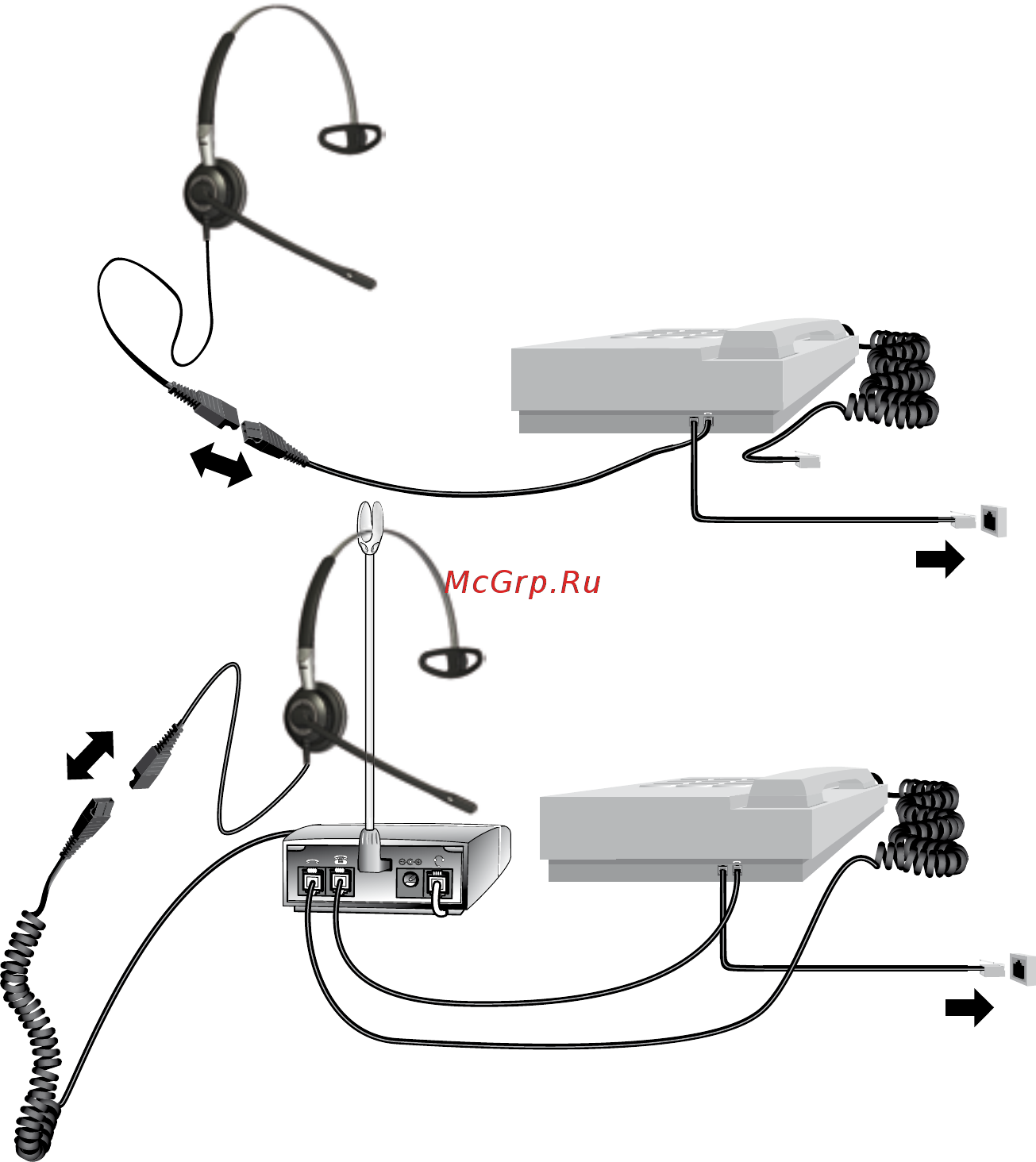 Jabra BIZ 2400 Duo WB Balance [3/11] Подключение гарнитуры к телефону
