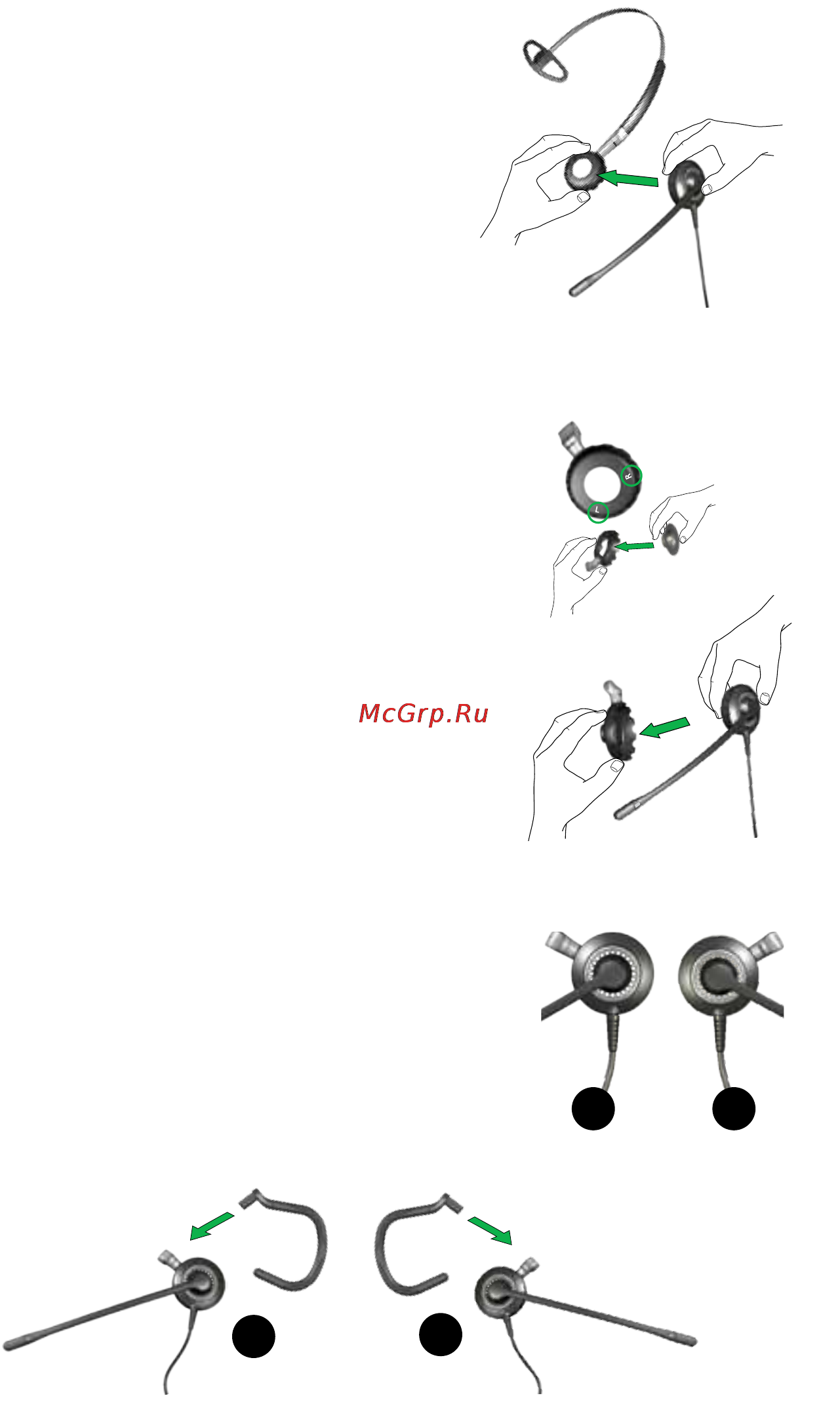 Jabra BIZ 2400 Duo USB [6/15] Способ ношения моногарнитуры с дужкой для уха