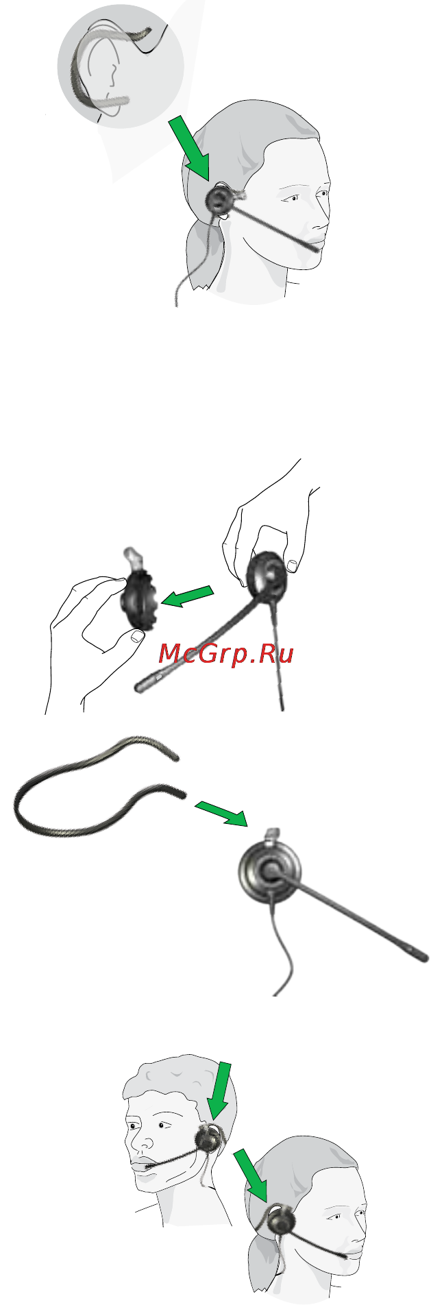 Jabra BIZ 2400 USB Duo MS [7/15] Способ ношения моногарнитуры с шейной дужкой