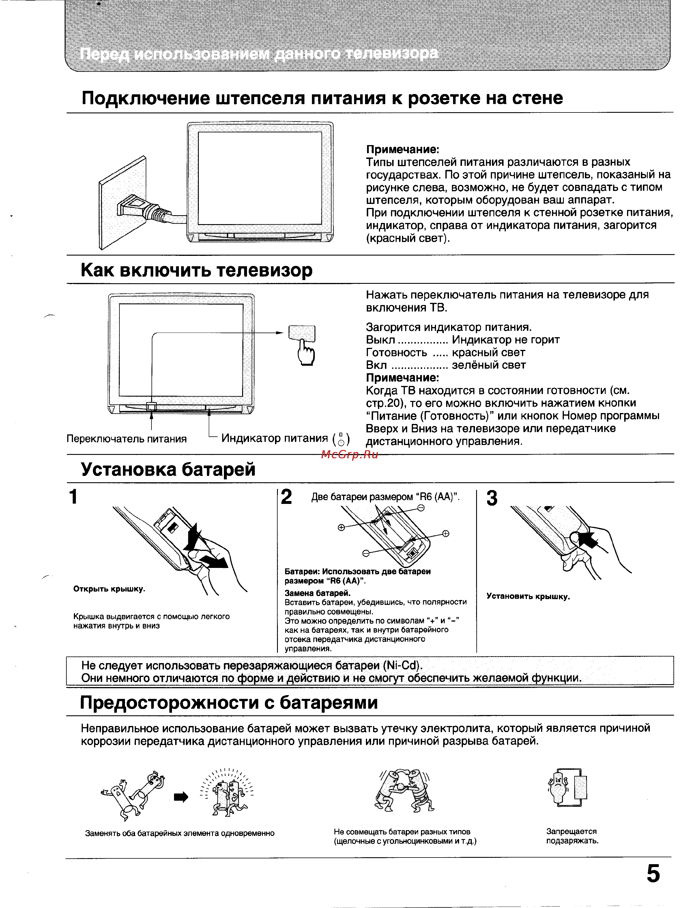 Panasonic TC-29GF15R [5/37] Как включить телевизор