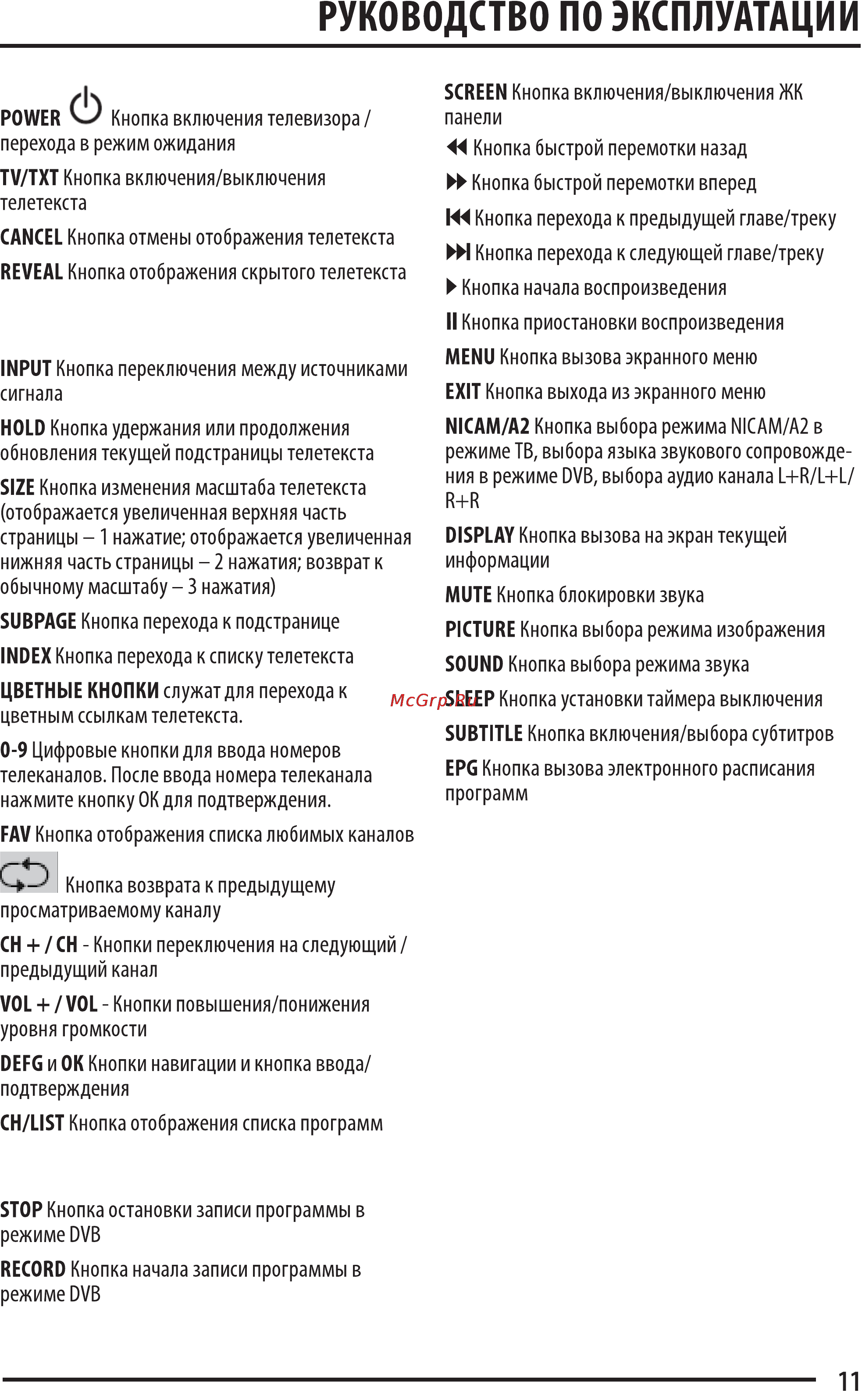 Supra STV-LC3245LF Инструкция по эксплуатации онлайн [11/28] 37074