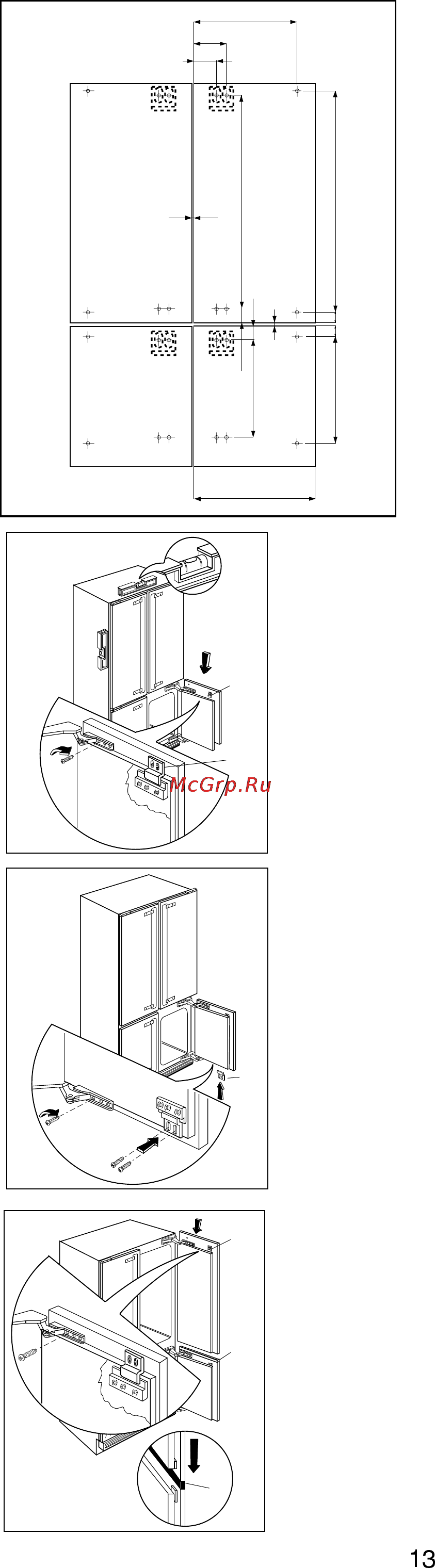 Zanussi ZI7454 [13/16] Установка дверных панелей
