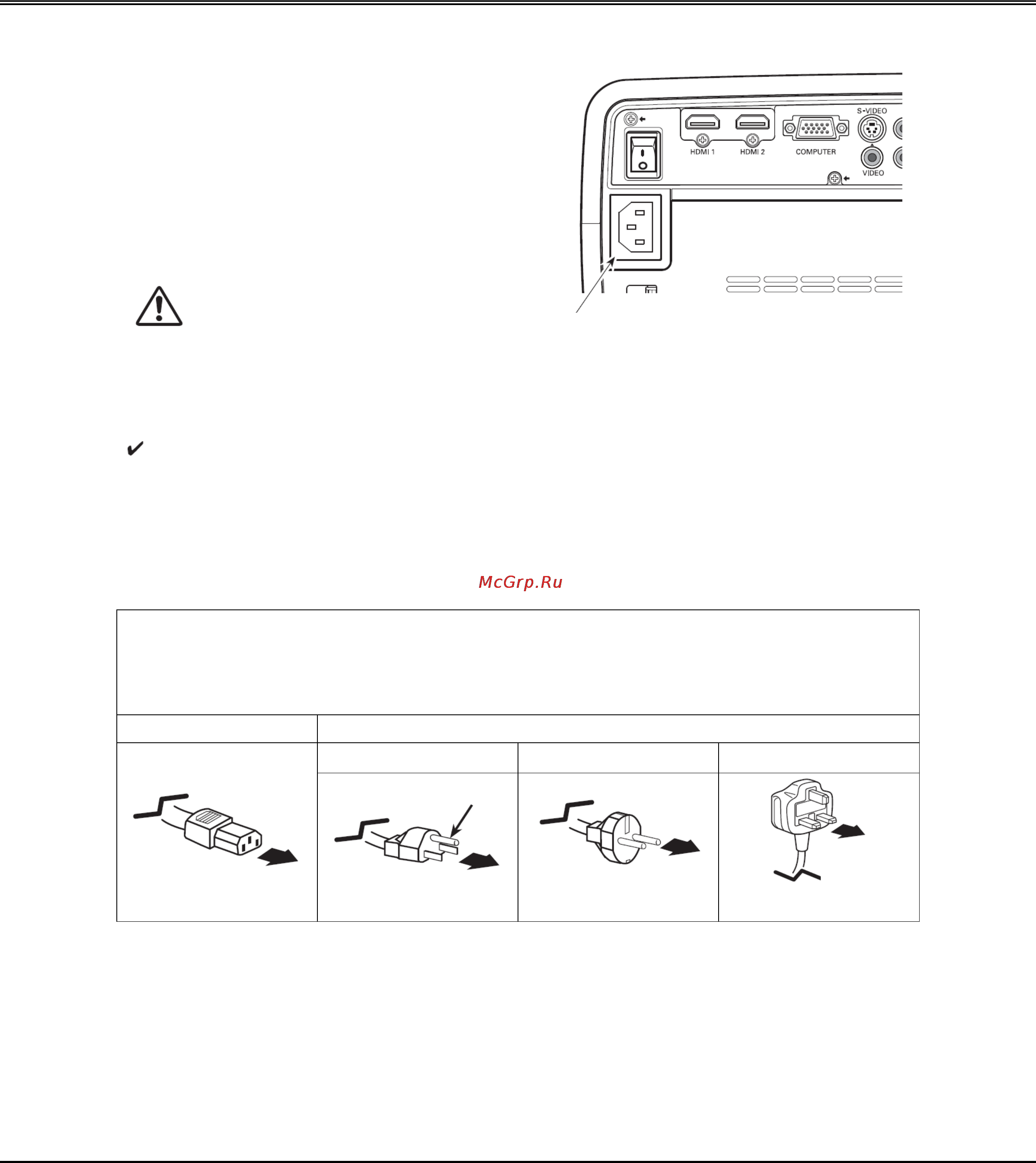 Sanyo PLV-Z800 White [17/60] Подключение шнура питания