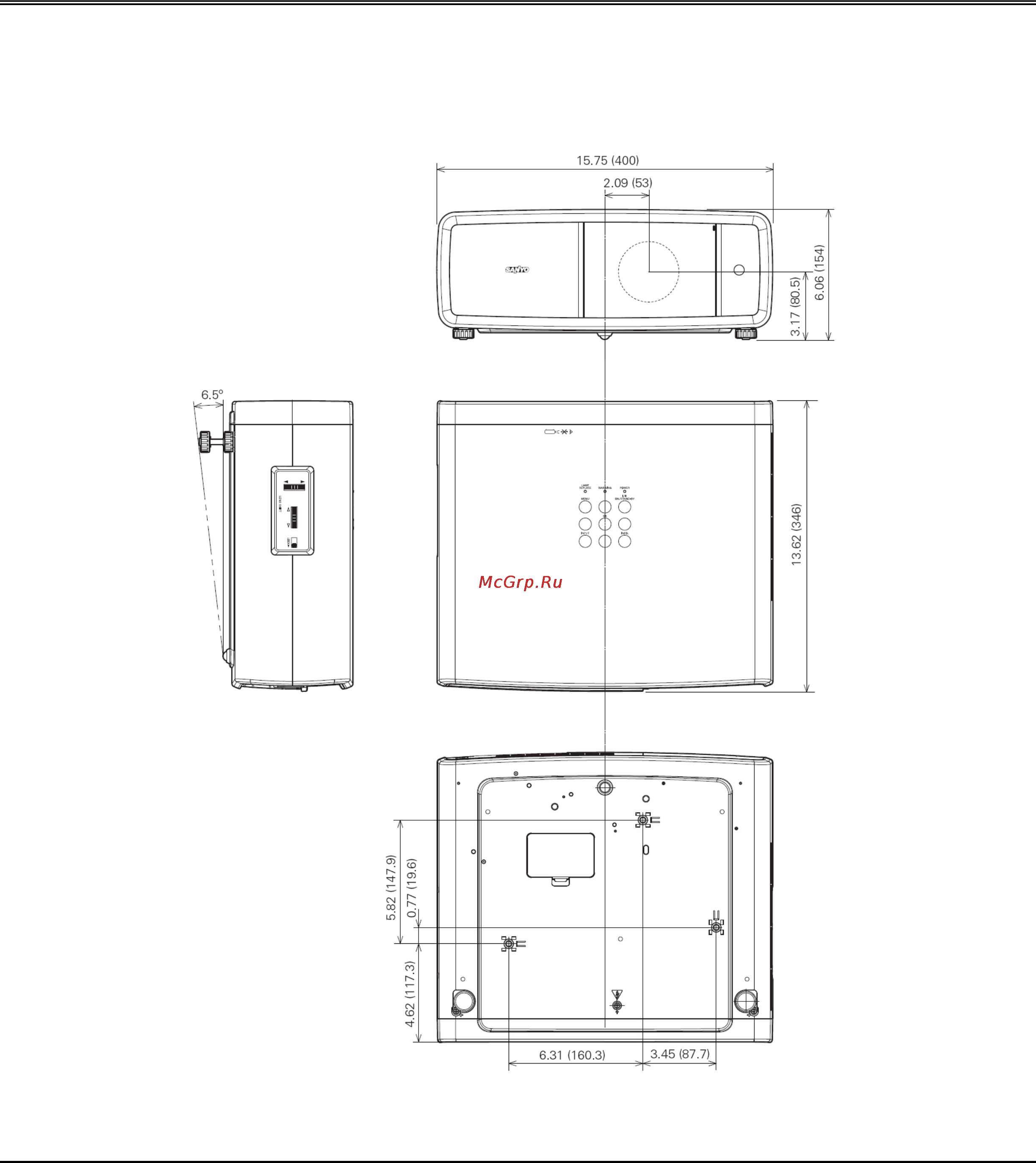 Sanyo PLV-Z800 White [59/60] Размеры