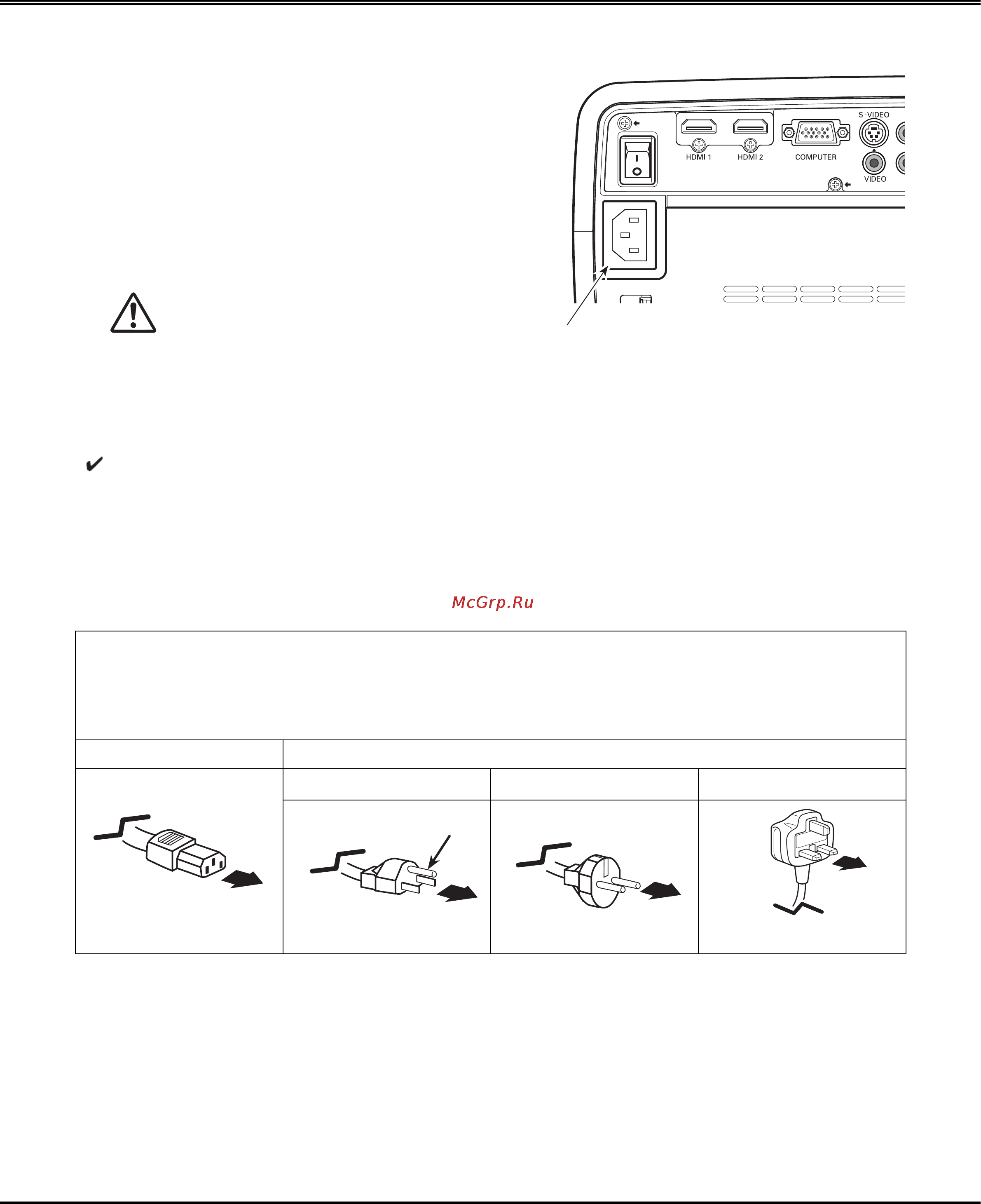 Sanyo PLV-Z4000 [17/60] Подключение шнура питания