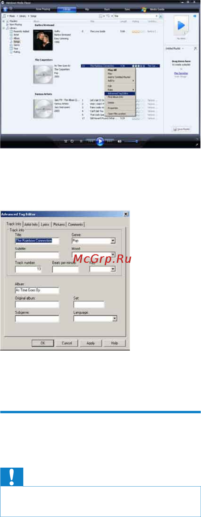 Philips SA1ARA08K [23/42] Форматирование gogear aria с помощью wmp11