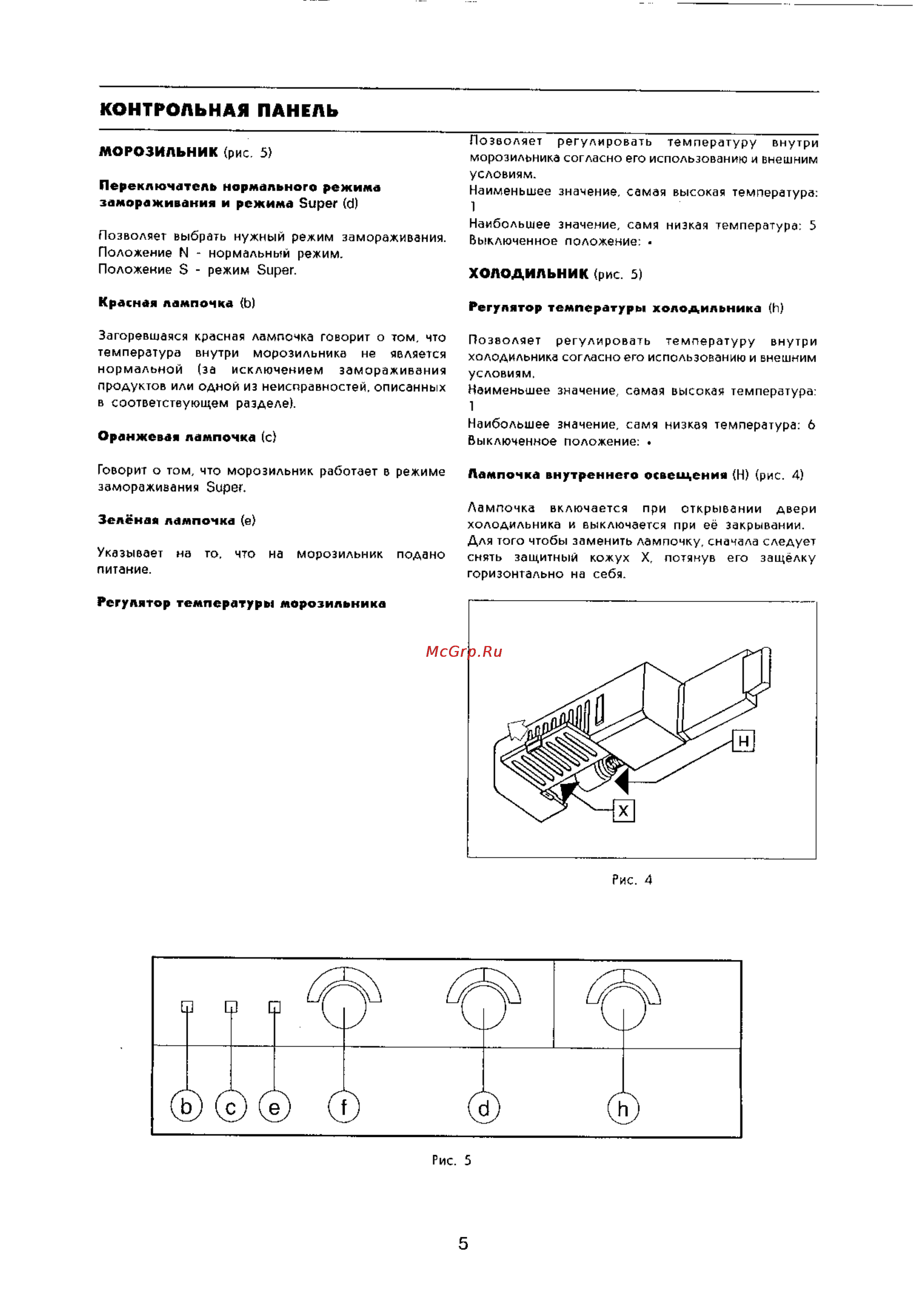 Zanussi ZFK 26/11 RD [5/11] Контрольная панель