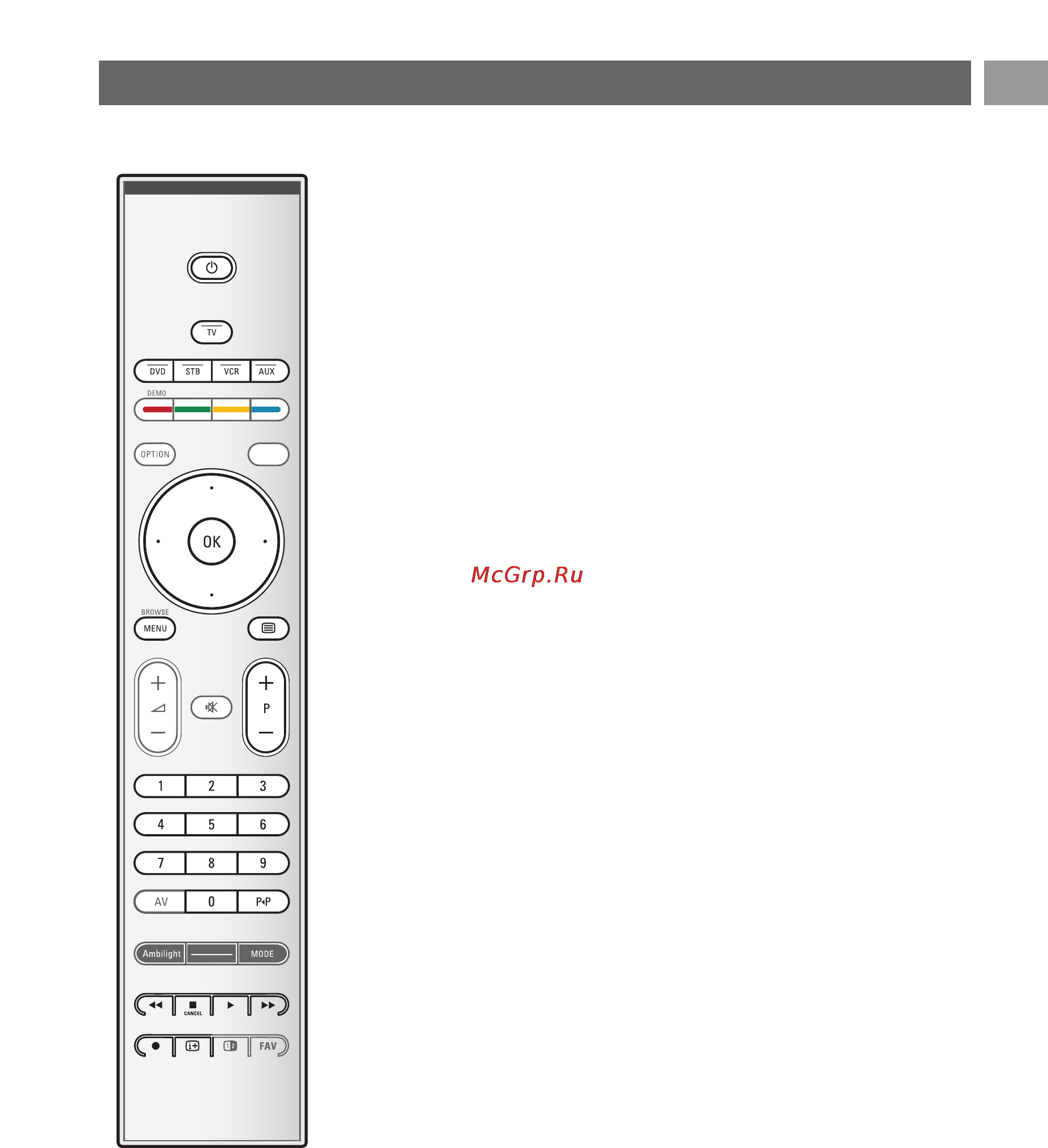 Philips 32PF9731D [55/87] Кнопки управления аудио и видеоустройствами pуc