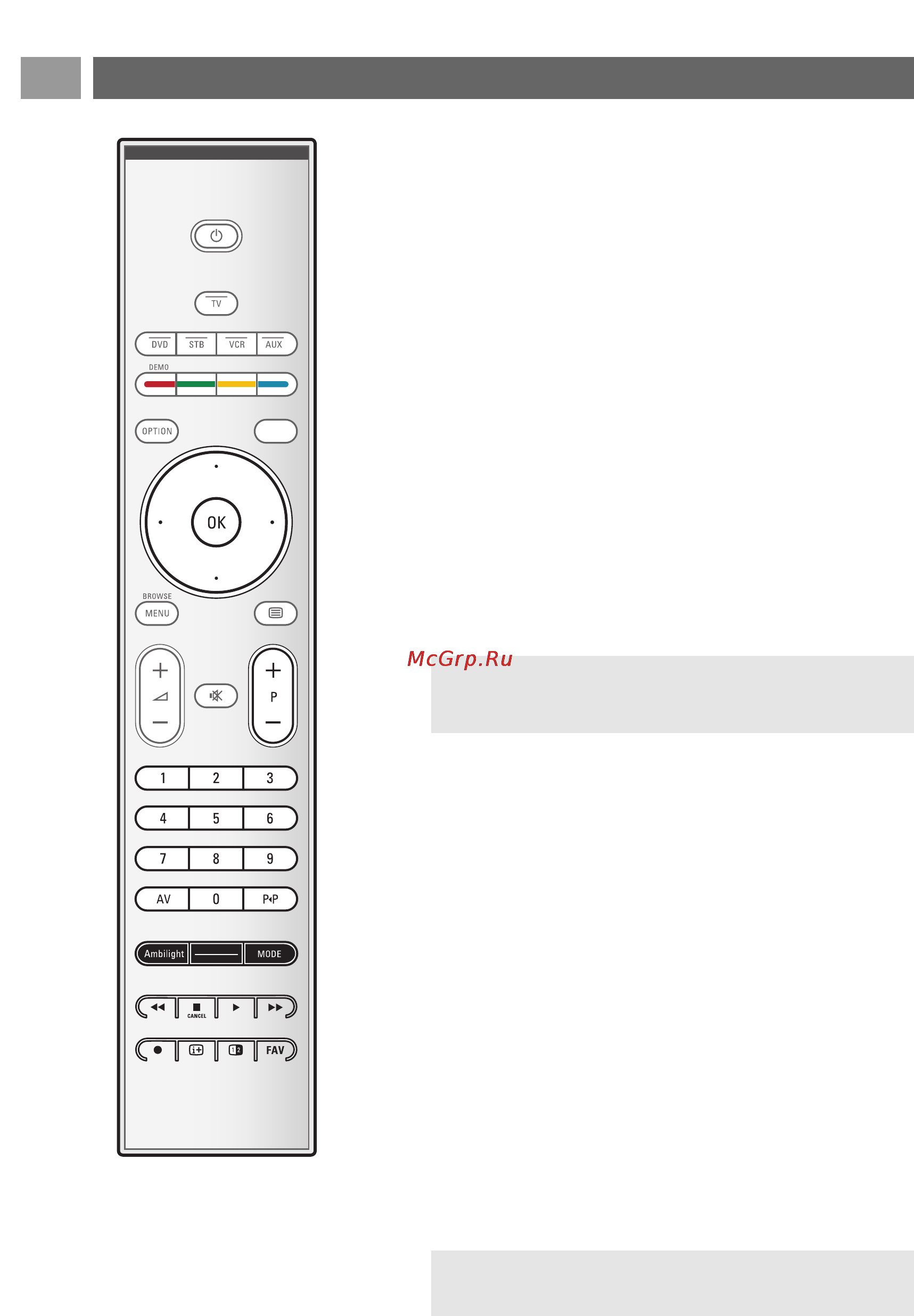 Philips 32PF9731D [6/87] Использование пульта дистанционного управления rc4401 продолжение