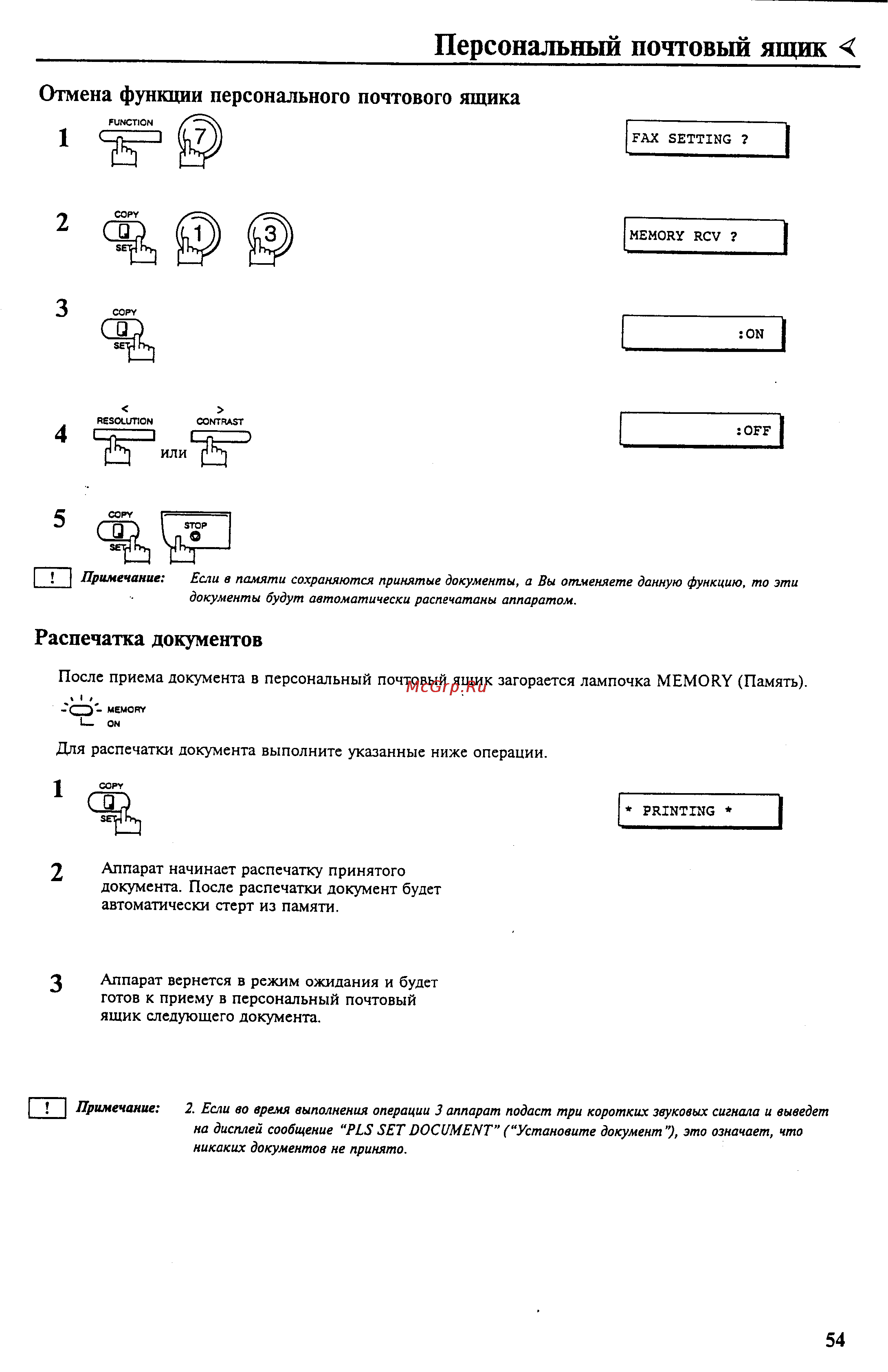 Panasonic UF-S10 [59/95] Персональный почтовый