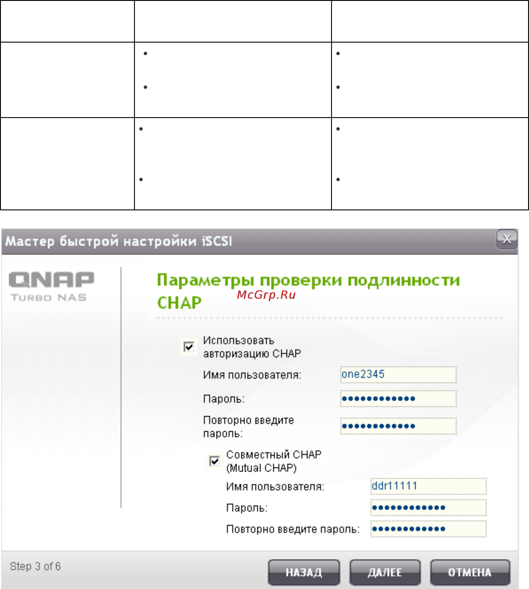 Qnap TS-412 [140/729] Параметры проверки подлинности chap