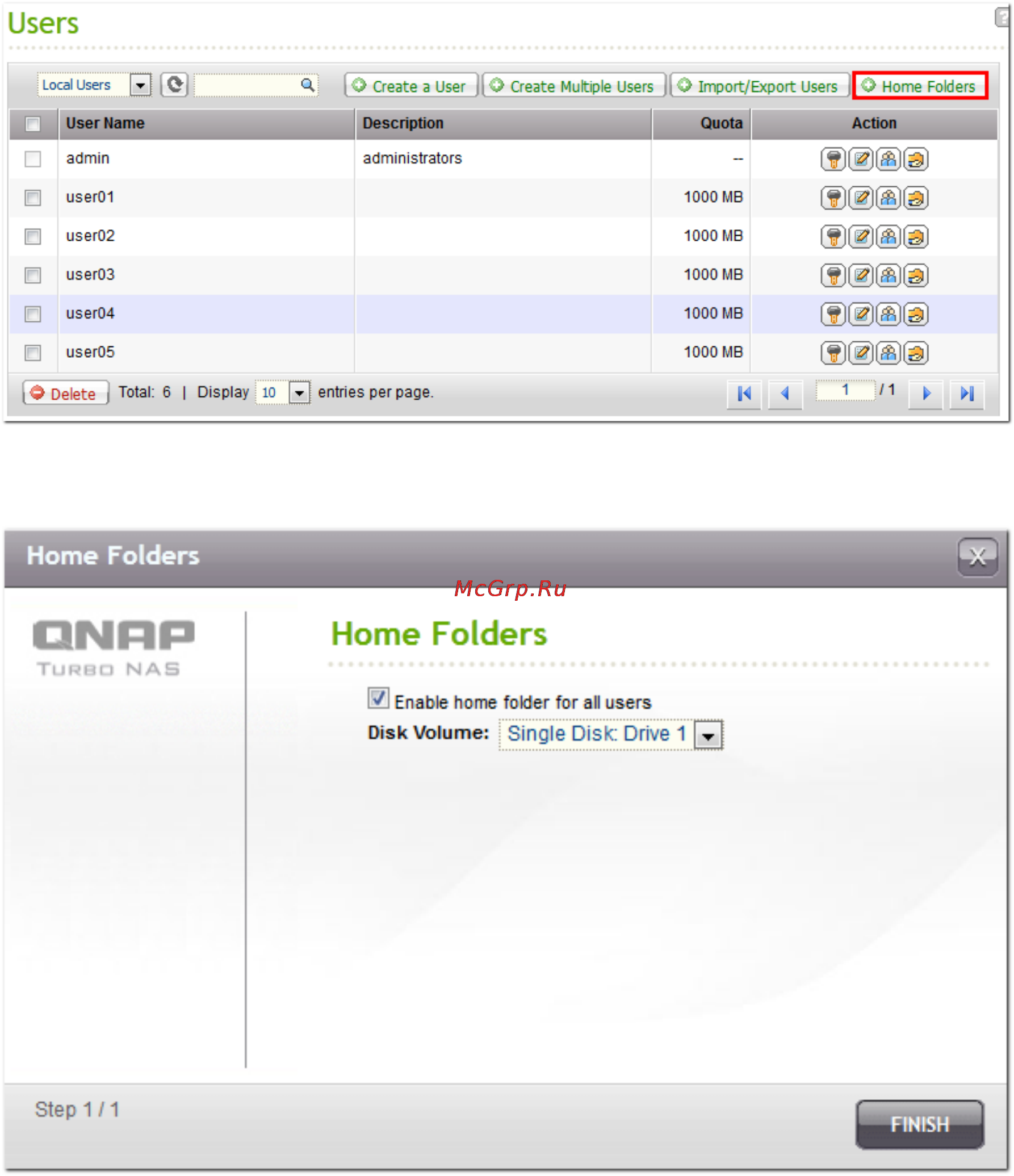 Qnap TS-1279U-RP [237/729] Домашние папки