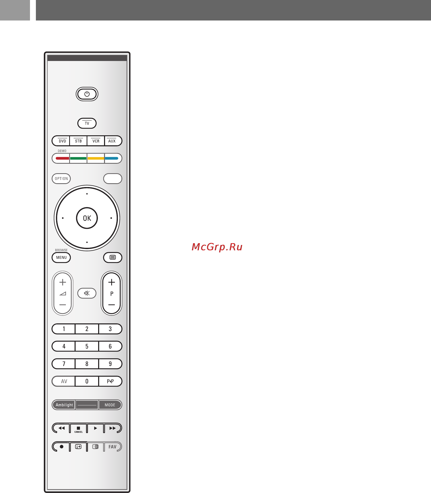 Philips 42PF9641D [54/65] Кнопки управления аудио и видеоустройствами pуc