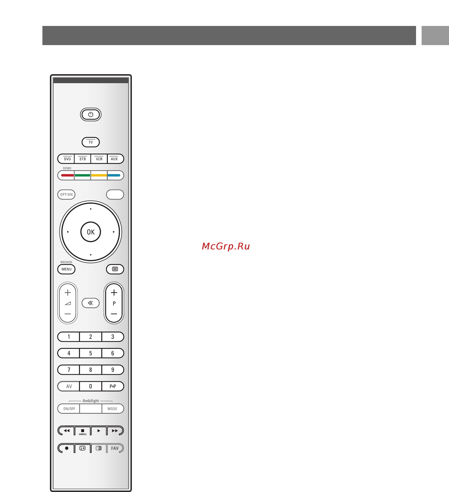 Philips 32PF9541 [47/58] Кнопки управления аудио и видеоустройствами
