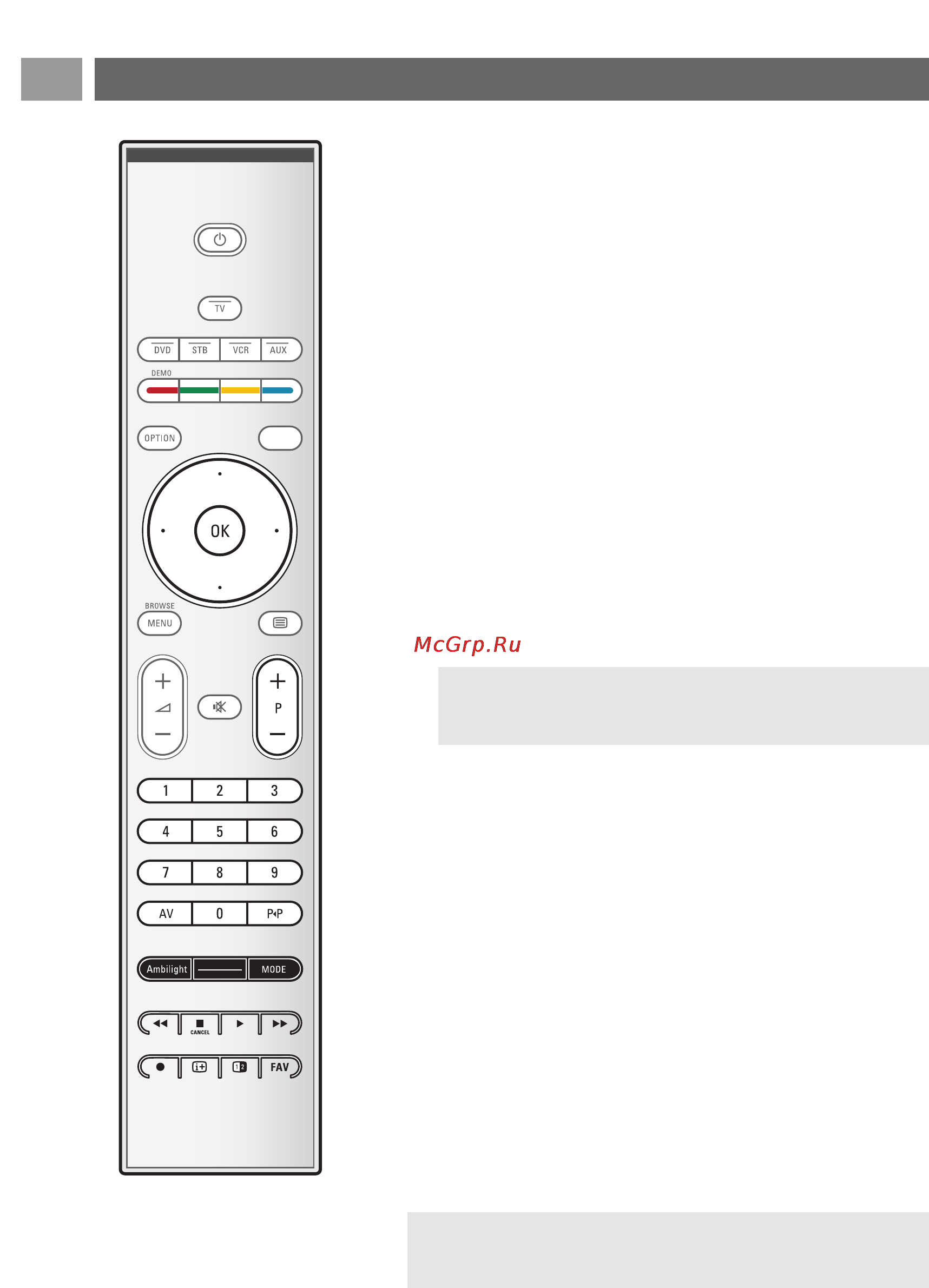 Philips 32PF9541 [6/58] Использование пульта дистанционного управления rc4401 01 продолжение