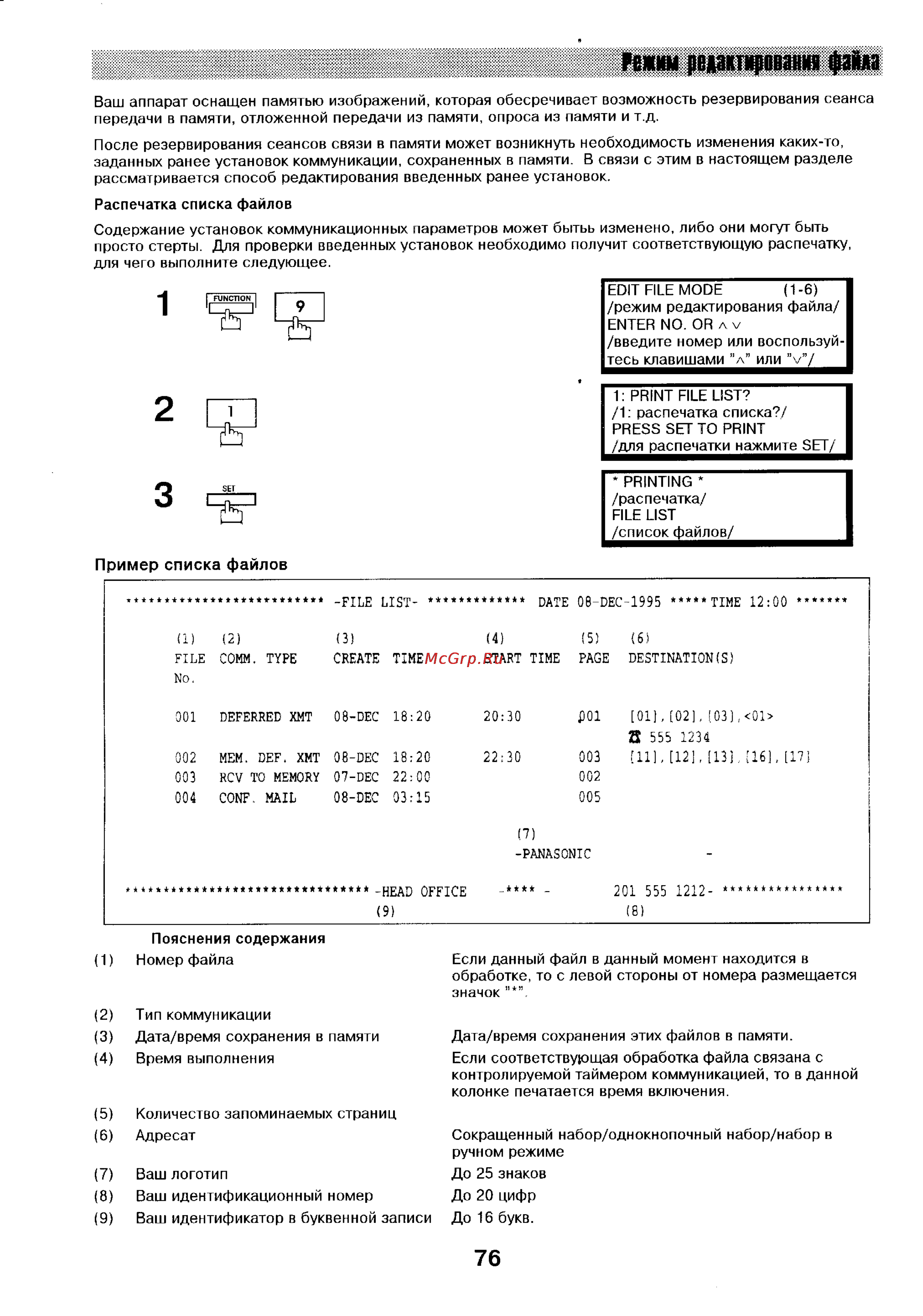 Panasonic UF-744 [75/156] Режим рерктирввашн файда