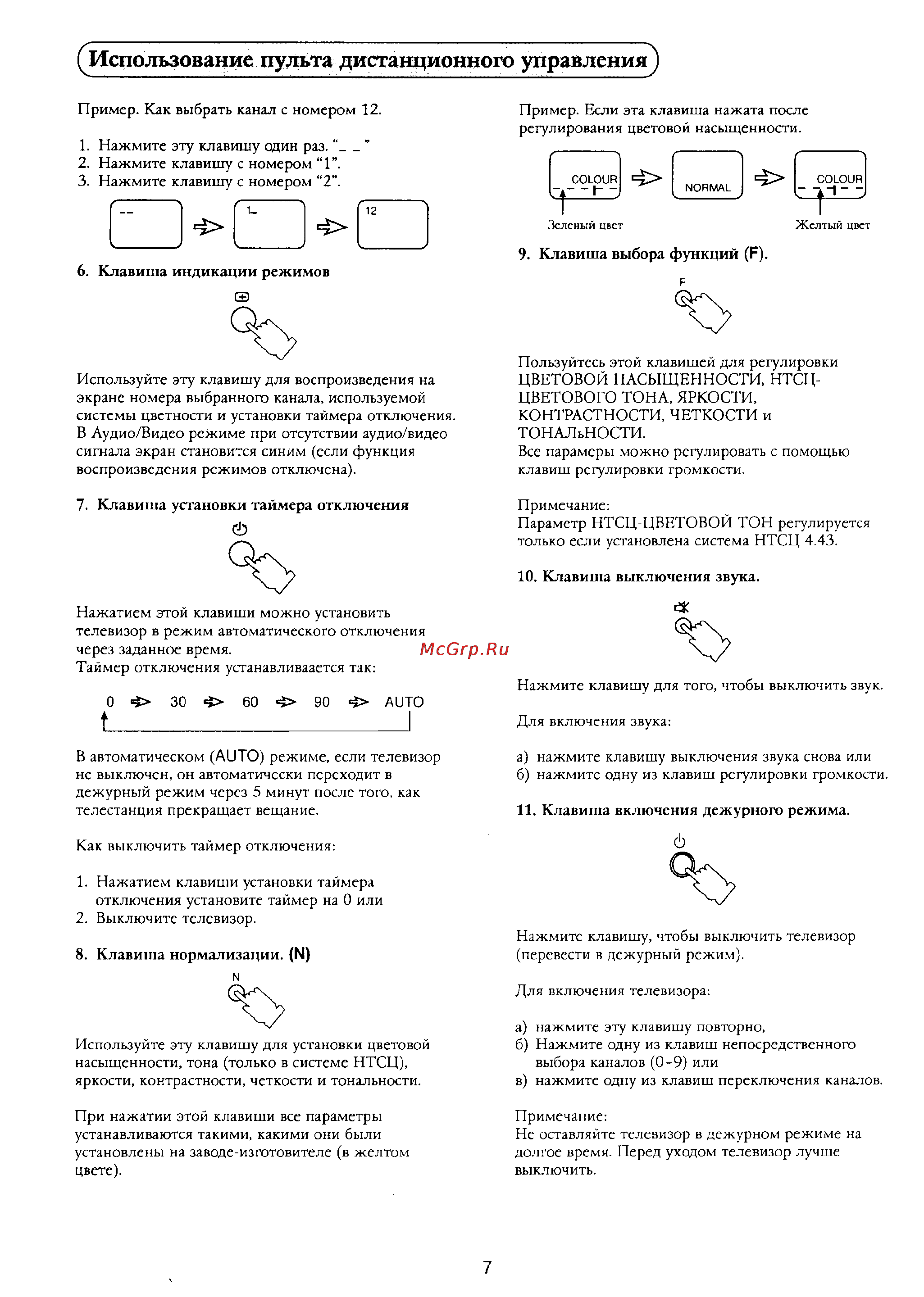 Panasonic TC-21S2A [8/12] Использование пульта дистанционного управления