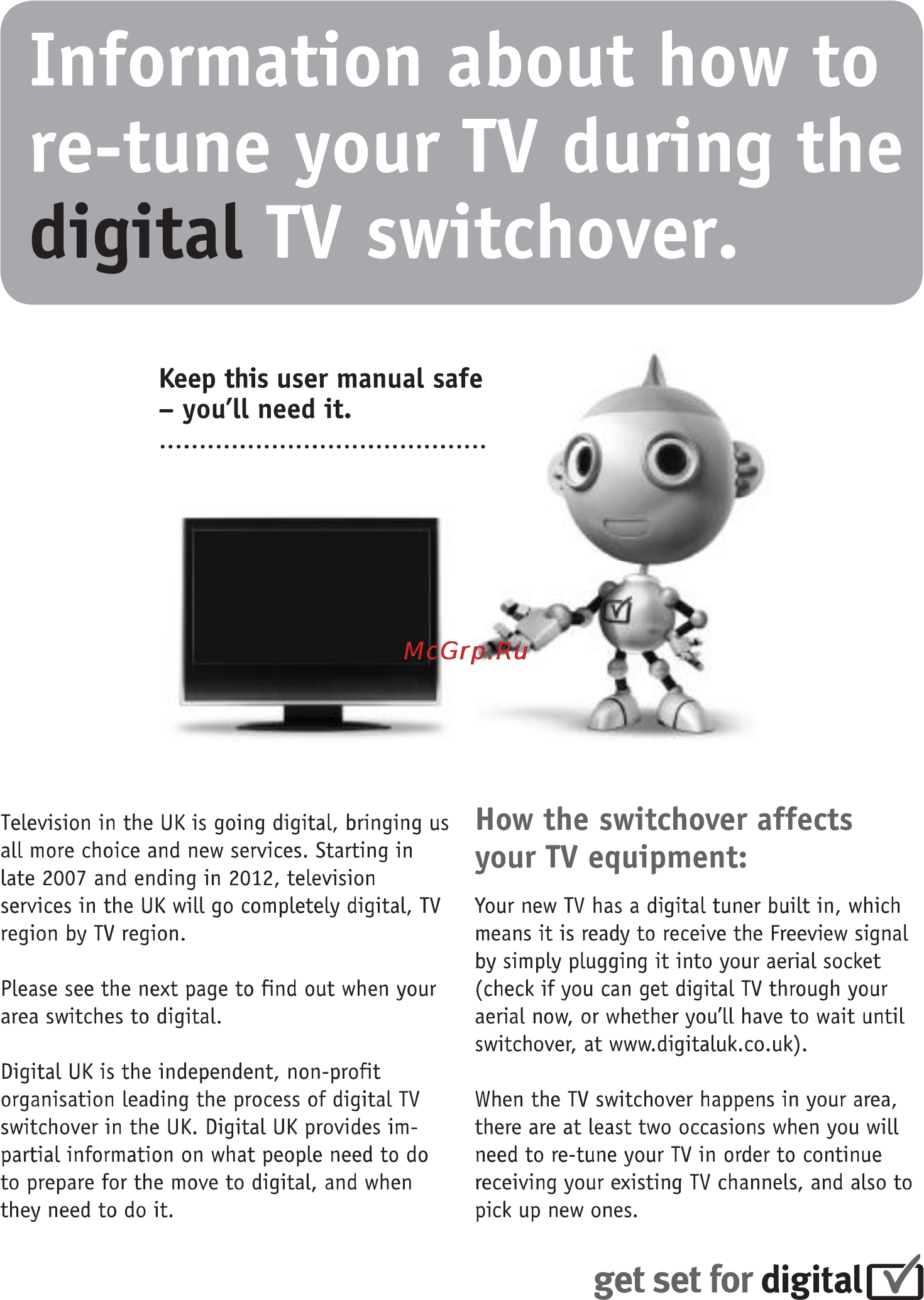 Philips 26HFL3381D [49/51] Information about how to re tune your tv during the digital tv switchover