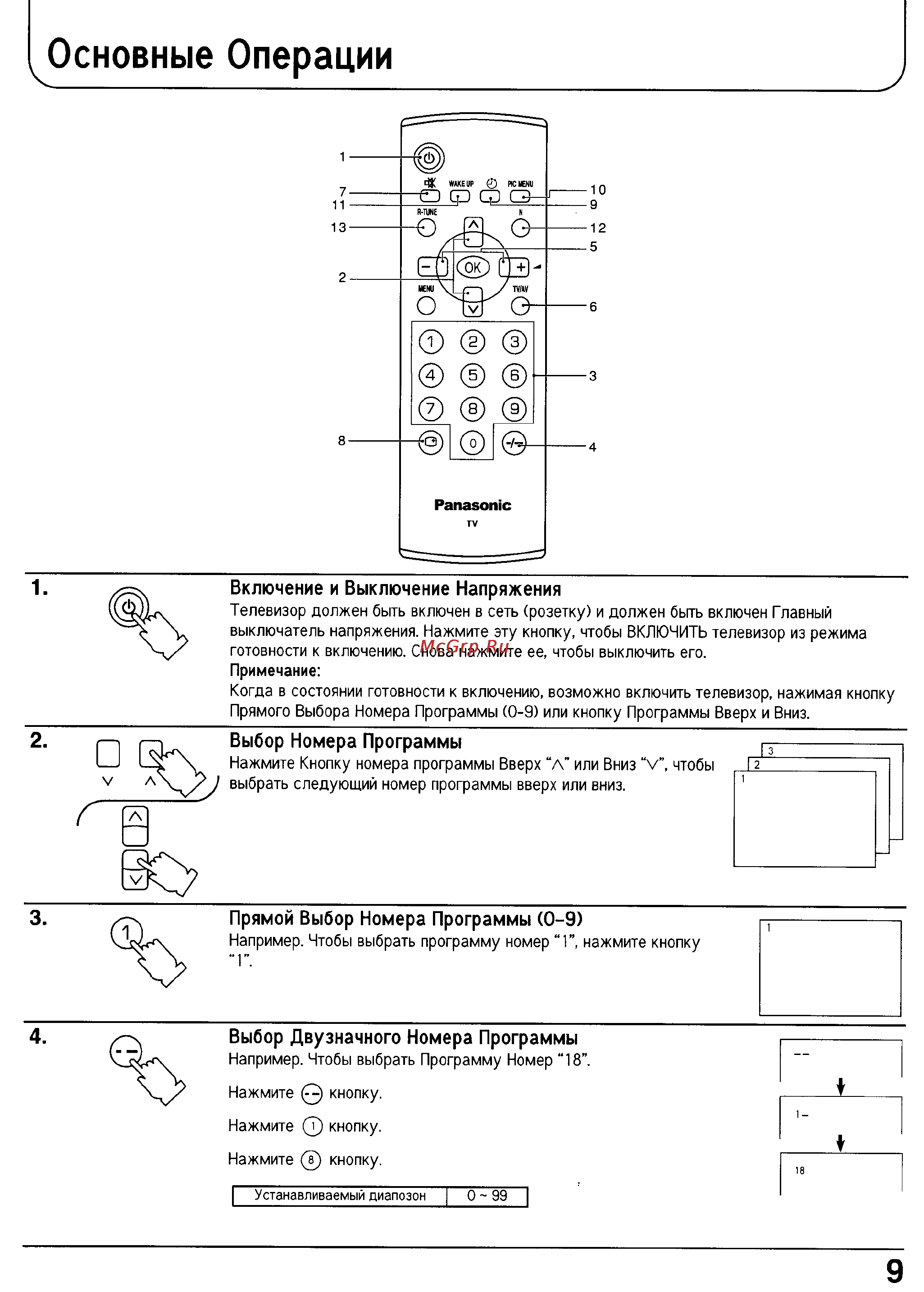 Panasonic TC-21PM50R [9/29] Основные операции