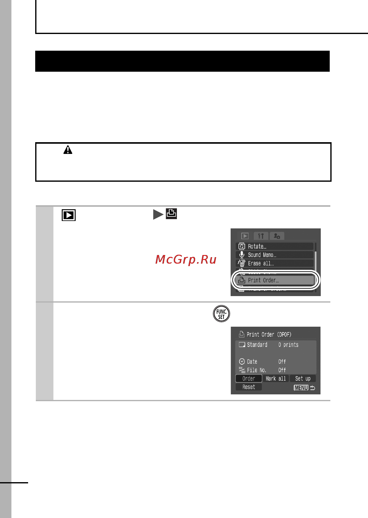 Canon IXUS 55 [84/127] Setting the dpof print settings