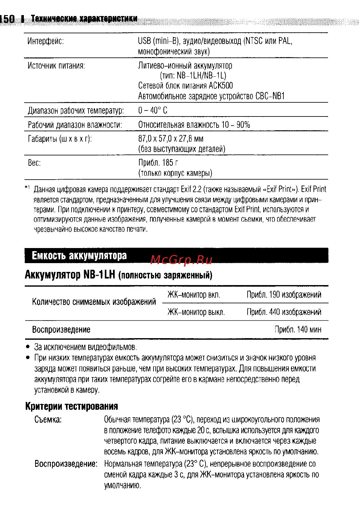 Canon IXUS 400 [153/161] I технические характеристики