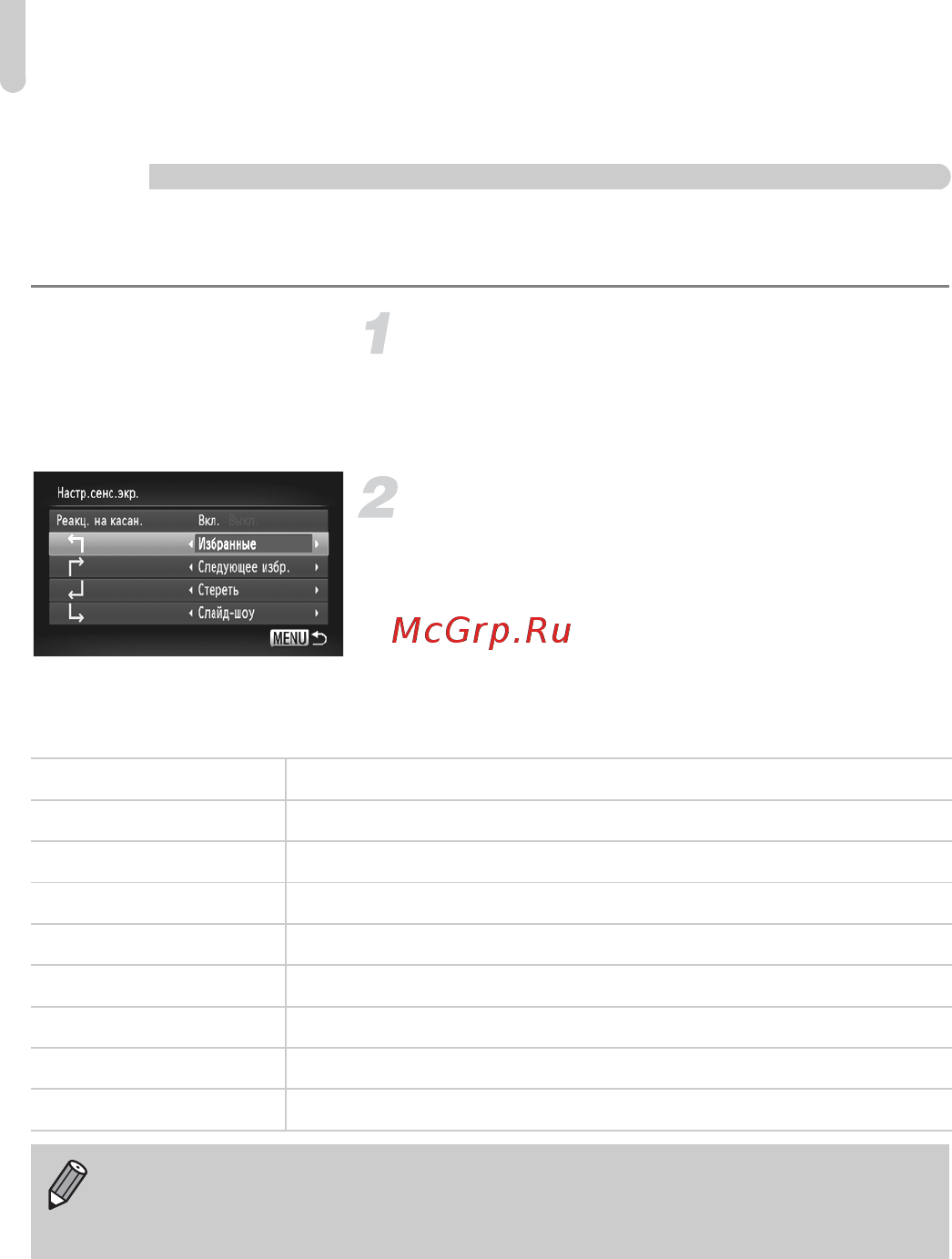 Canon IXUS 200 IS Blue [114/169] Изменение функций зарегистрированных для жестов сенсорного экрана