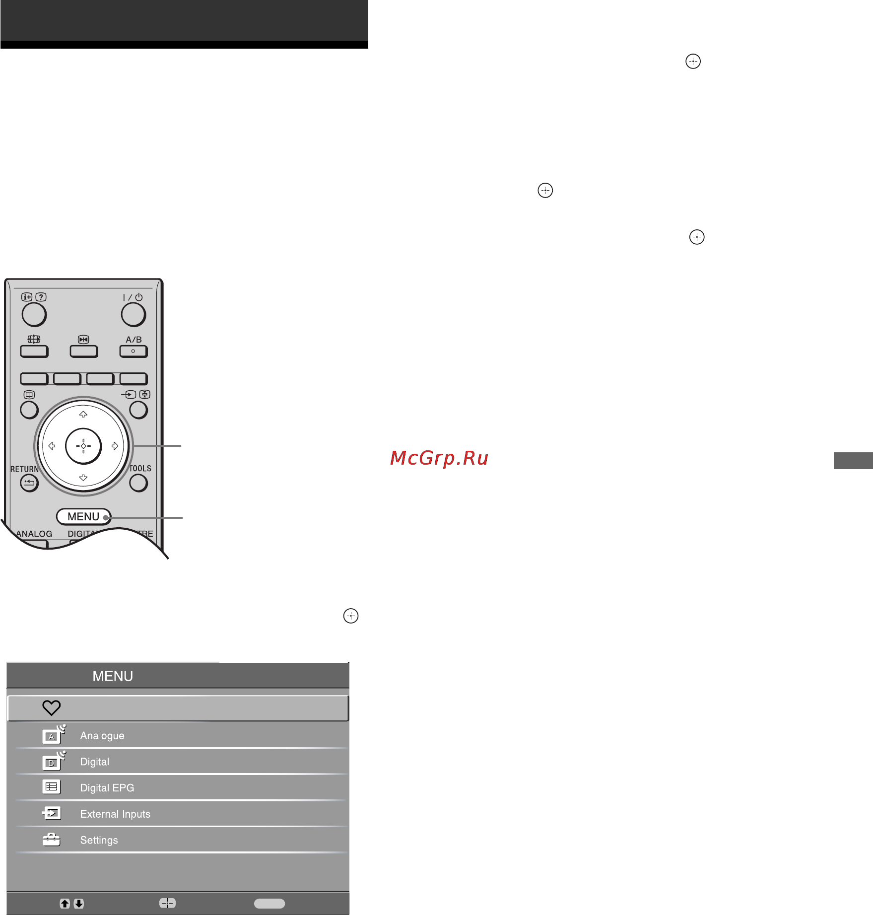 Sony BRAVIA KDL-37S4000 [19/181] Navigating through menus
