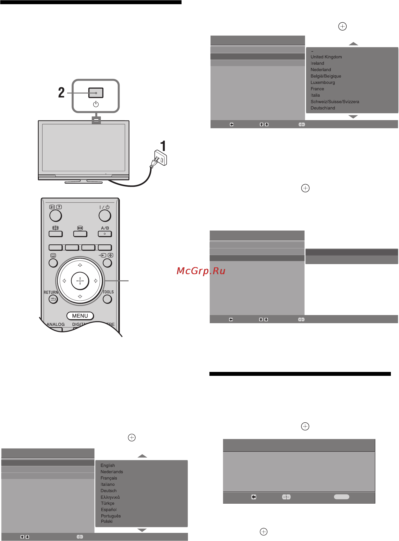 Sony BRAVIA KDL-37S4000 [66/181] Wybór języka kraju regionu i lokalizacji