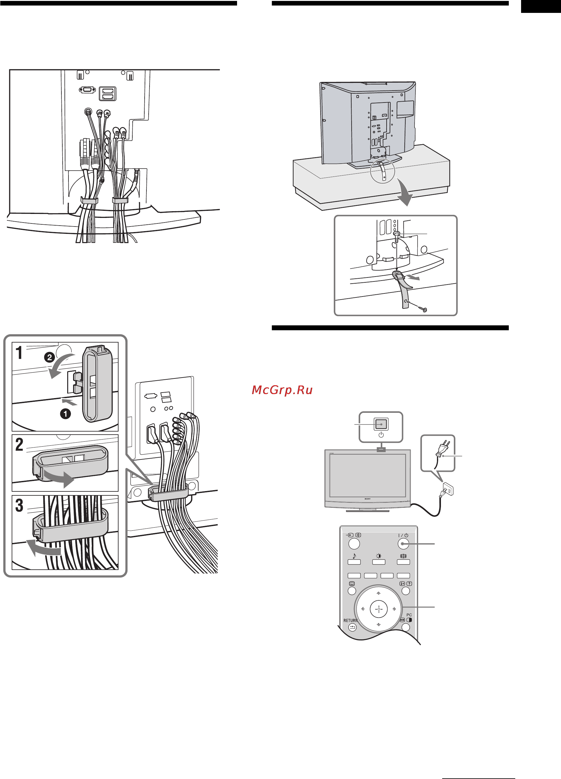 Sony BRAVIA KDL-32U2520 [5/83] Bundling the cables 4 preventing the tv from toppling over