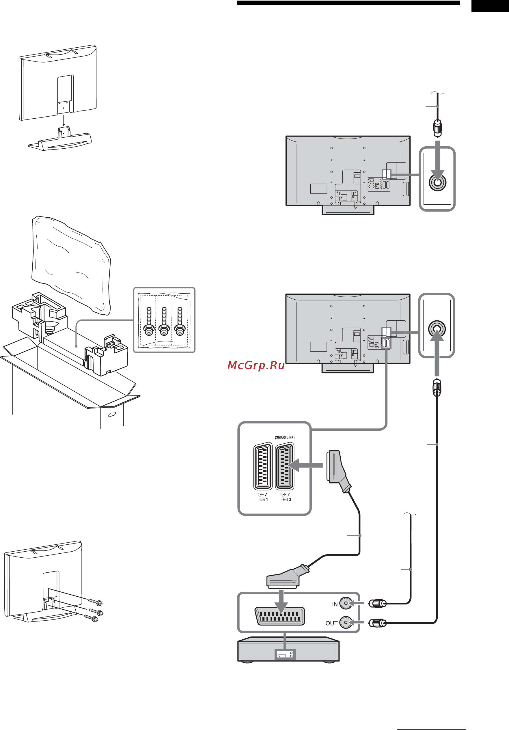 Sony KDL-26T3000 [73/204] Podłączenie anteny magnetowidu