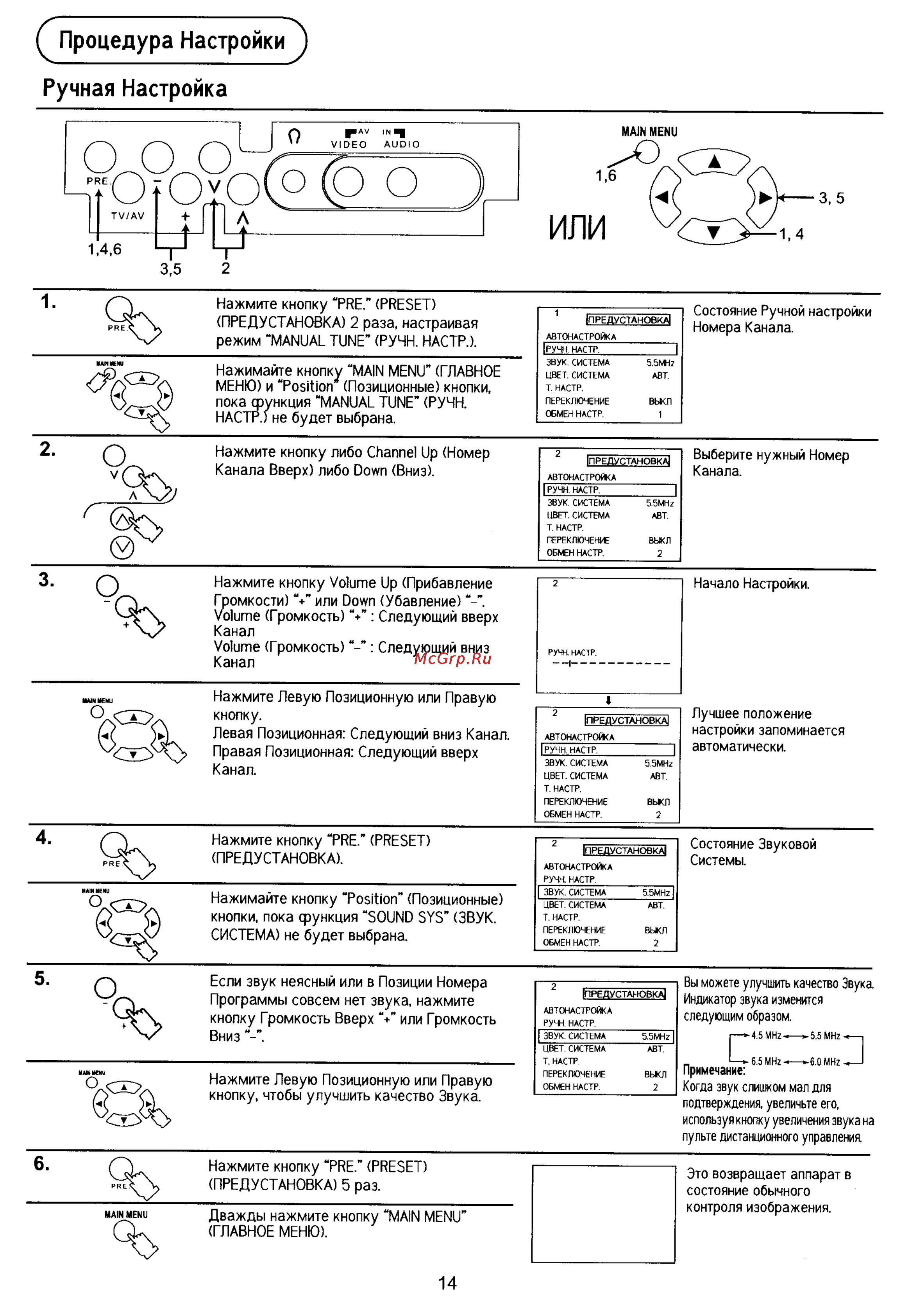 Panasonic TC-21PM10RQ [14/29] Процедура настройки