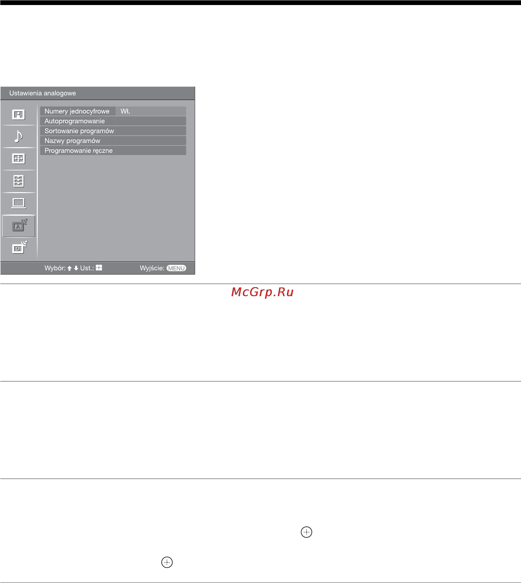 Sony KDL-26S2020 [116/132] Menu ustawienia analogowe tylko tryb analogowy