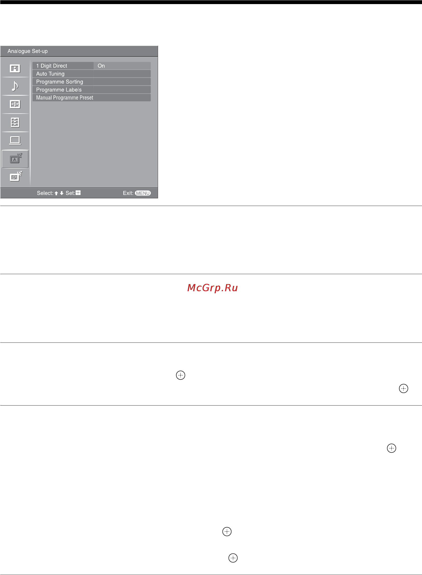 Sony KDL-26S2020 [28/132] Analogue set up menu analogue mode only