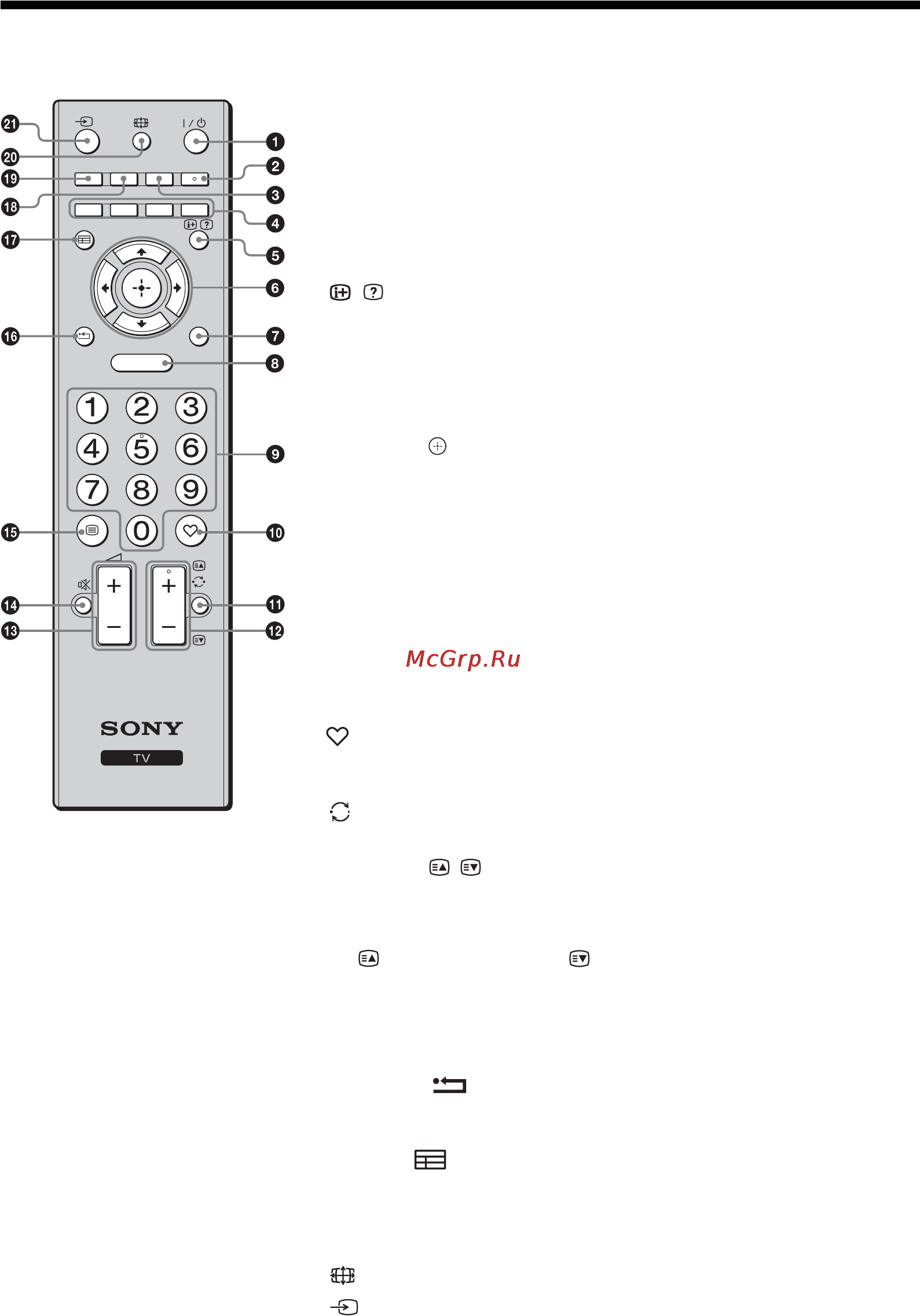Sony KDL-26S5500 [14/44] Описание пульта ду
