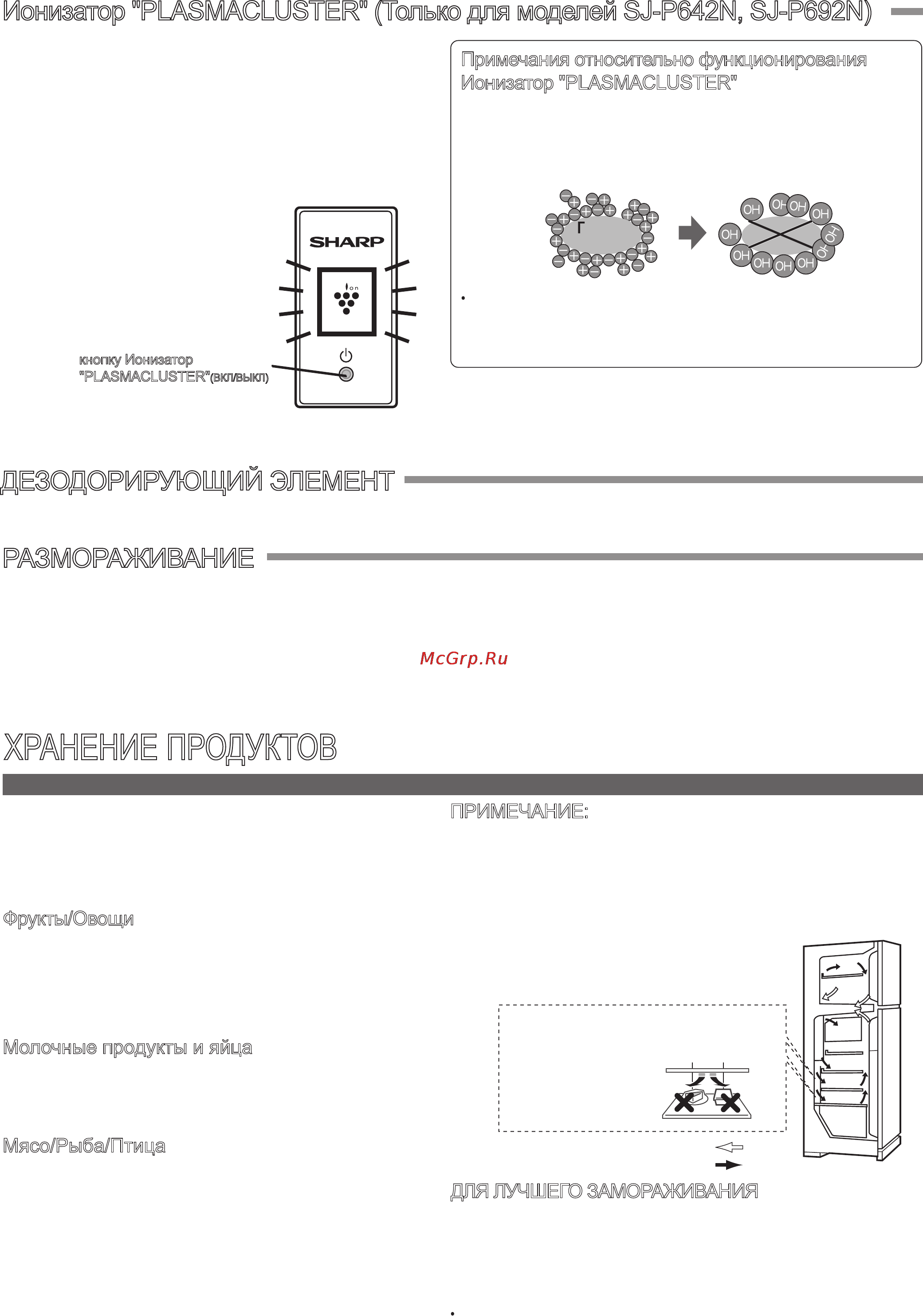 Sharp SJP-692 NSL [6/7] Хранение продуктов