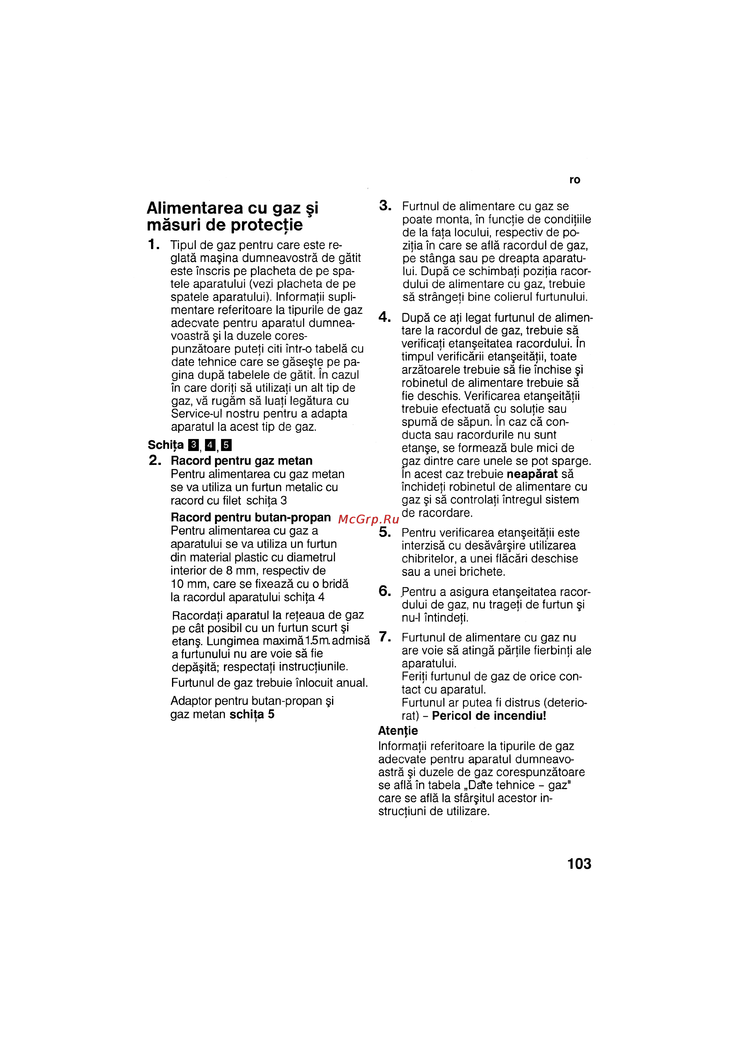 Bosch HSG 142 E EU [103/124] Alimentarea cu gaz i masuri de protectie