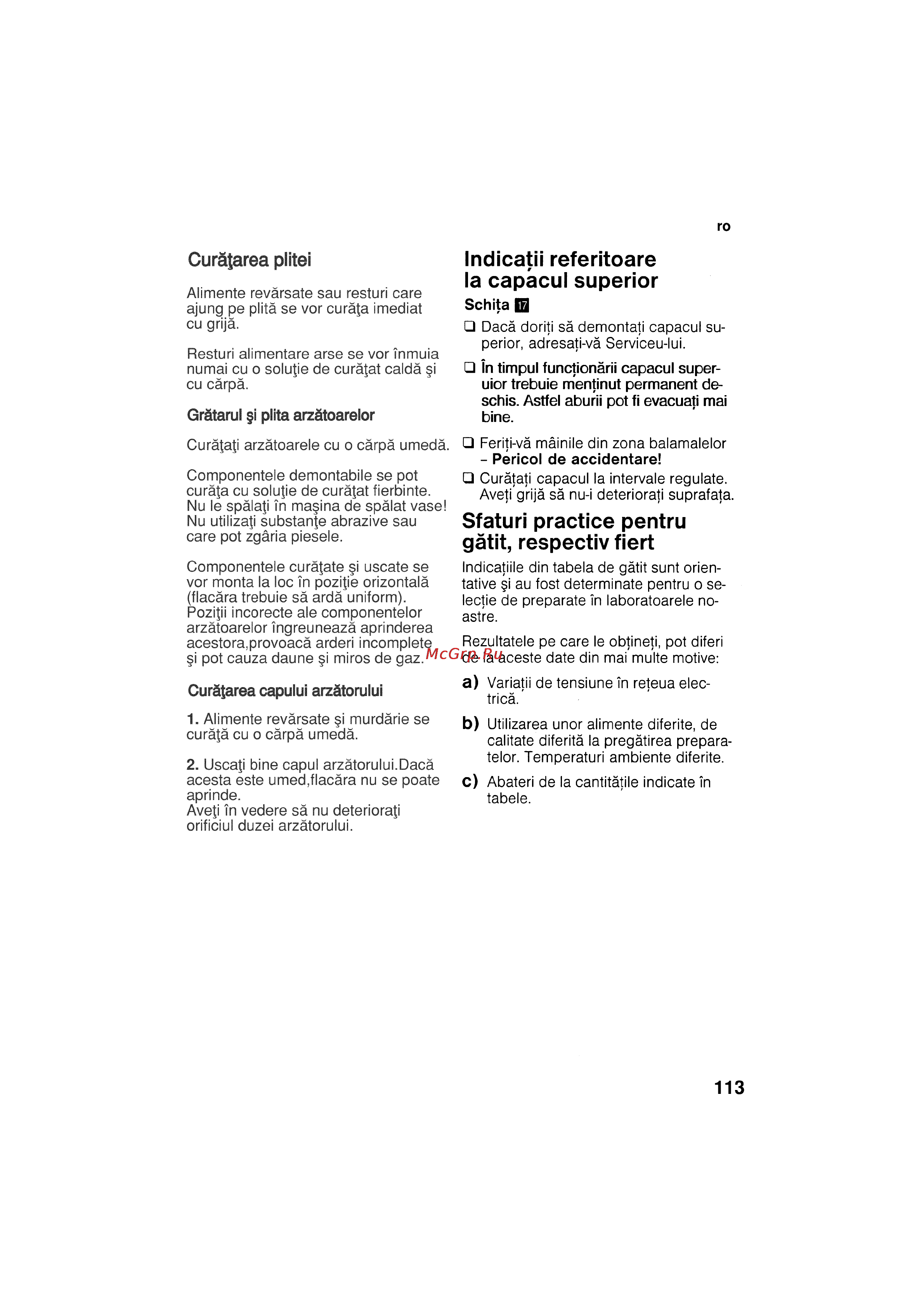 Bosch HSG 142 E EU [113/124] Indicatif refer itoa re la capácul superior
