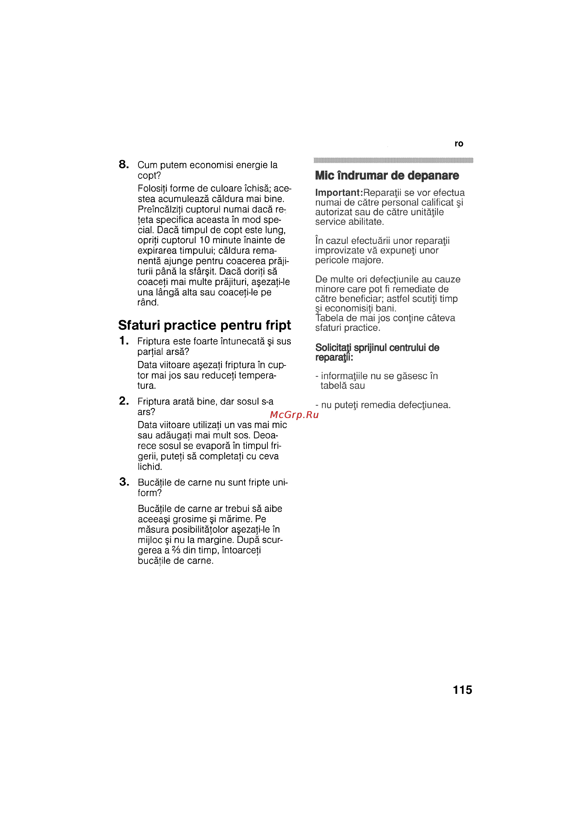 Bosch HSG 142 E EU [115/124] Sfaturi practice pentru fript 1